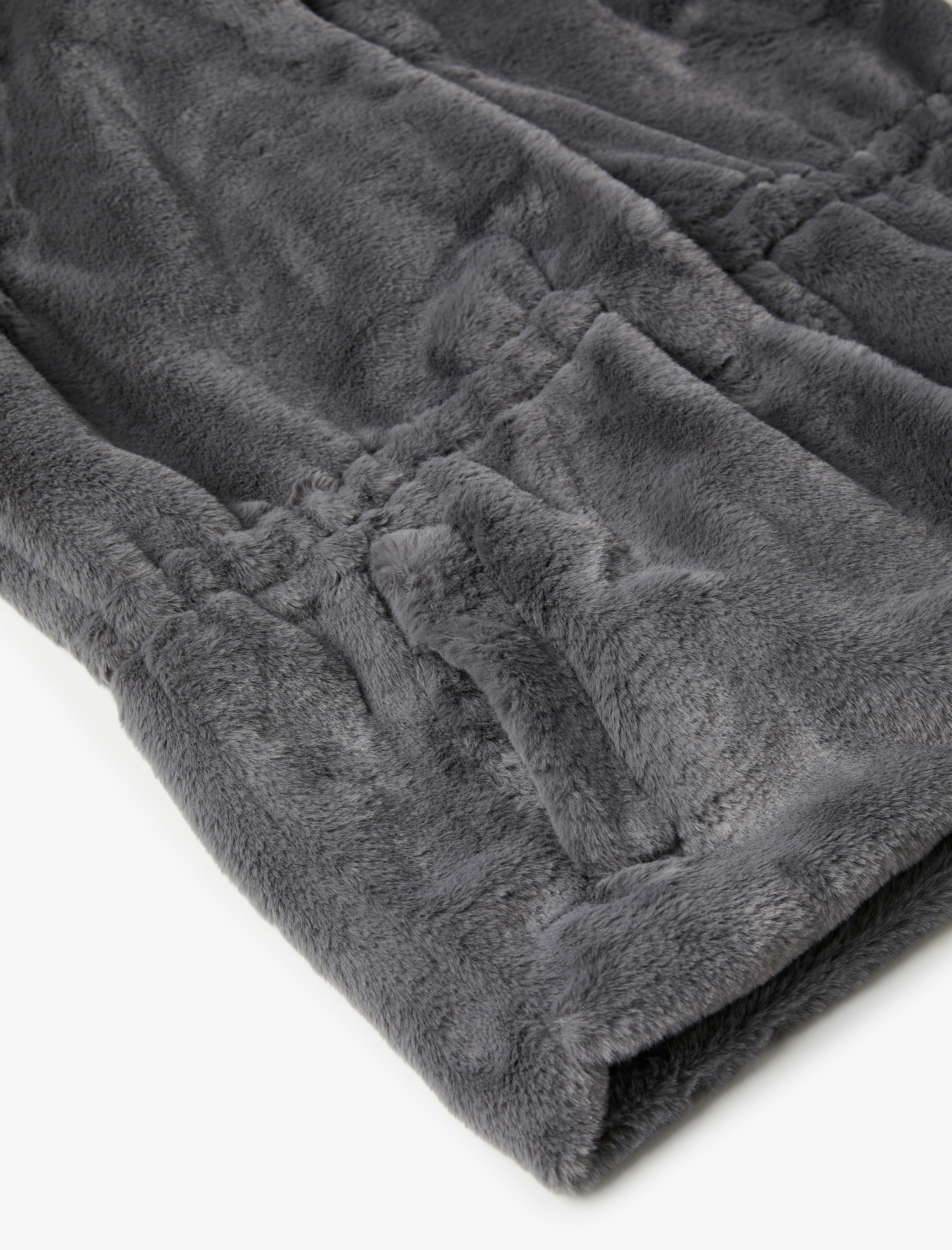   Peluş Yelek Kapşonlu Beli Lastik Detaylı Cepli