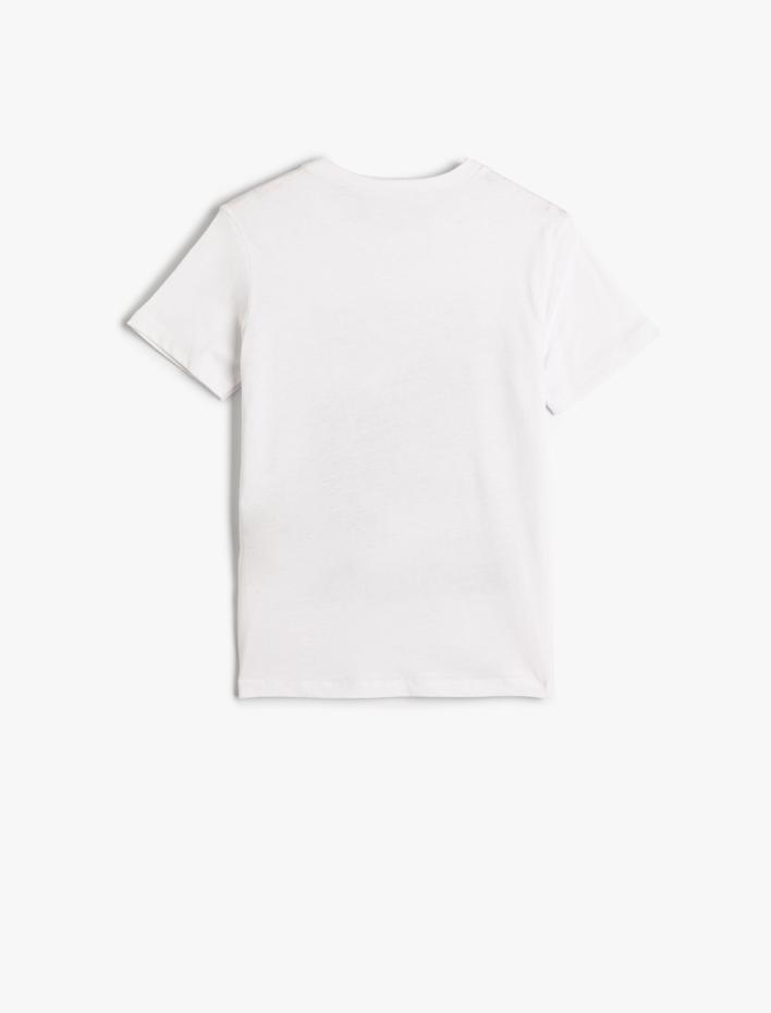 Erkek Çocuk Tişört Kısa Kollu Dinozor Baskılı Bisiklet Yaka Pamuklu