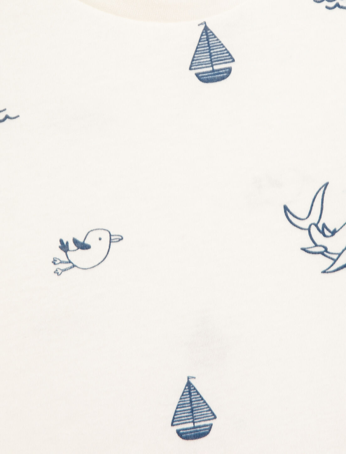  Erkek Bebek Tişört Kısa Kollu Marin Baskılı Bisiklet Yaka Pamuklu