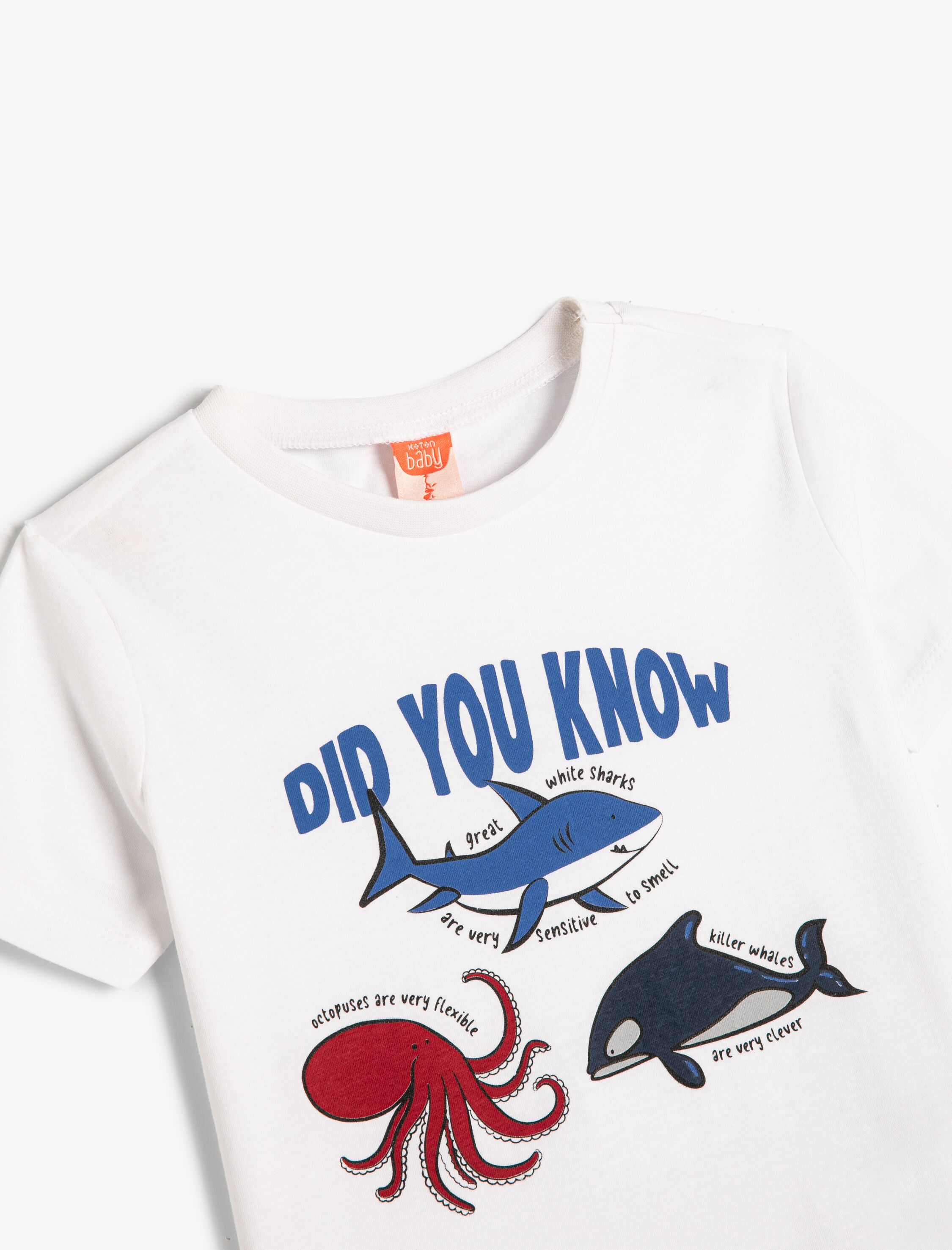  Erkek Bebek Tişört Kısa Kollu Hayvanlar Baskılı Bisiklet Yaka Pamuklu