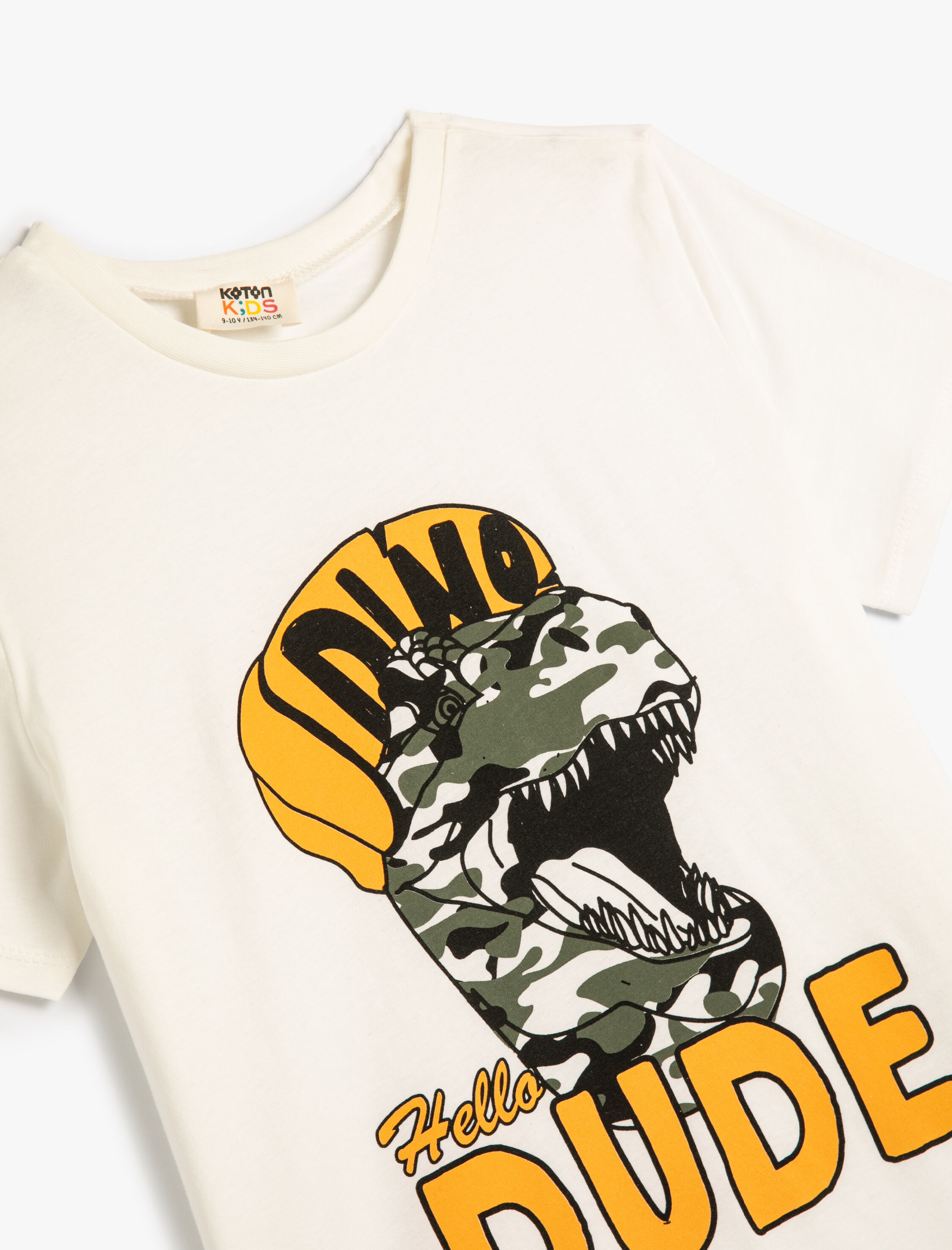  Erkek Çocuk Tişört Kısa Kollu Dinozor Baskılı Bisiklet Yaka Pamuklu