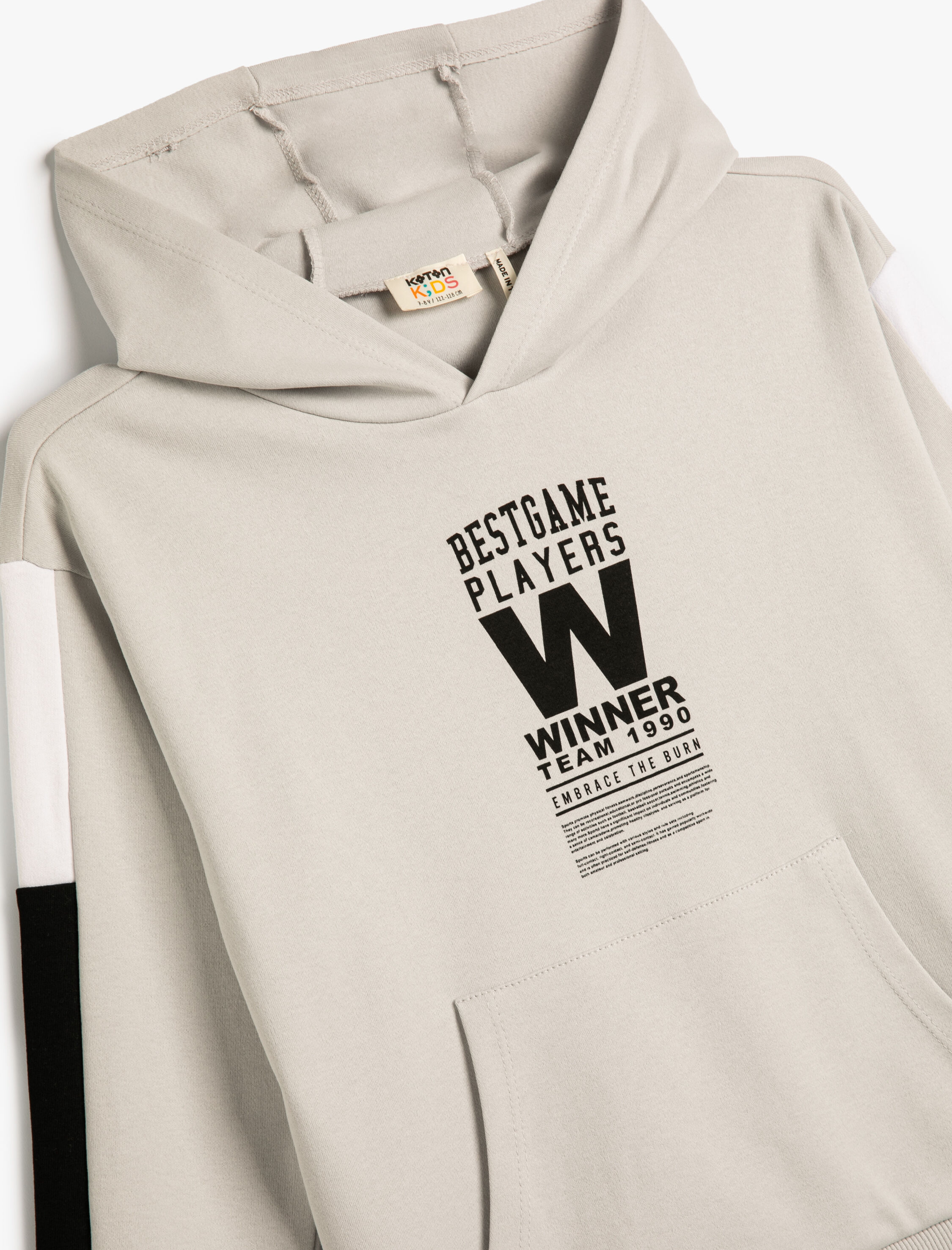  Erkek Çocuk Kapşonlu Sweatshirt Kanguru Cepli Spor Temalı Baskı Detaylı Pamuklu