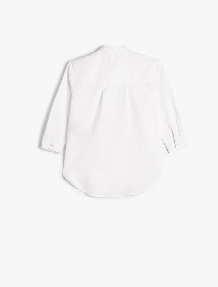 Kız Çocuk 3/4 Kol Basic Gömlek Düğme Kapamalı