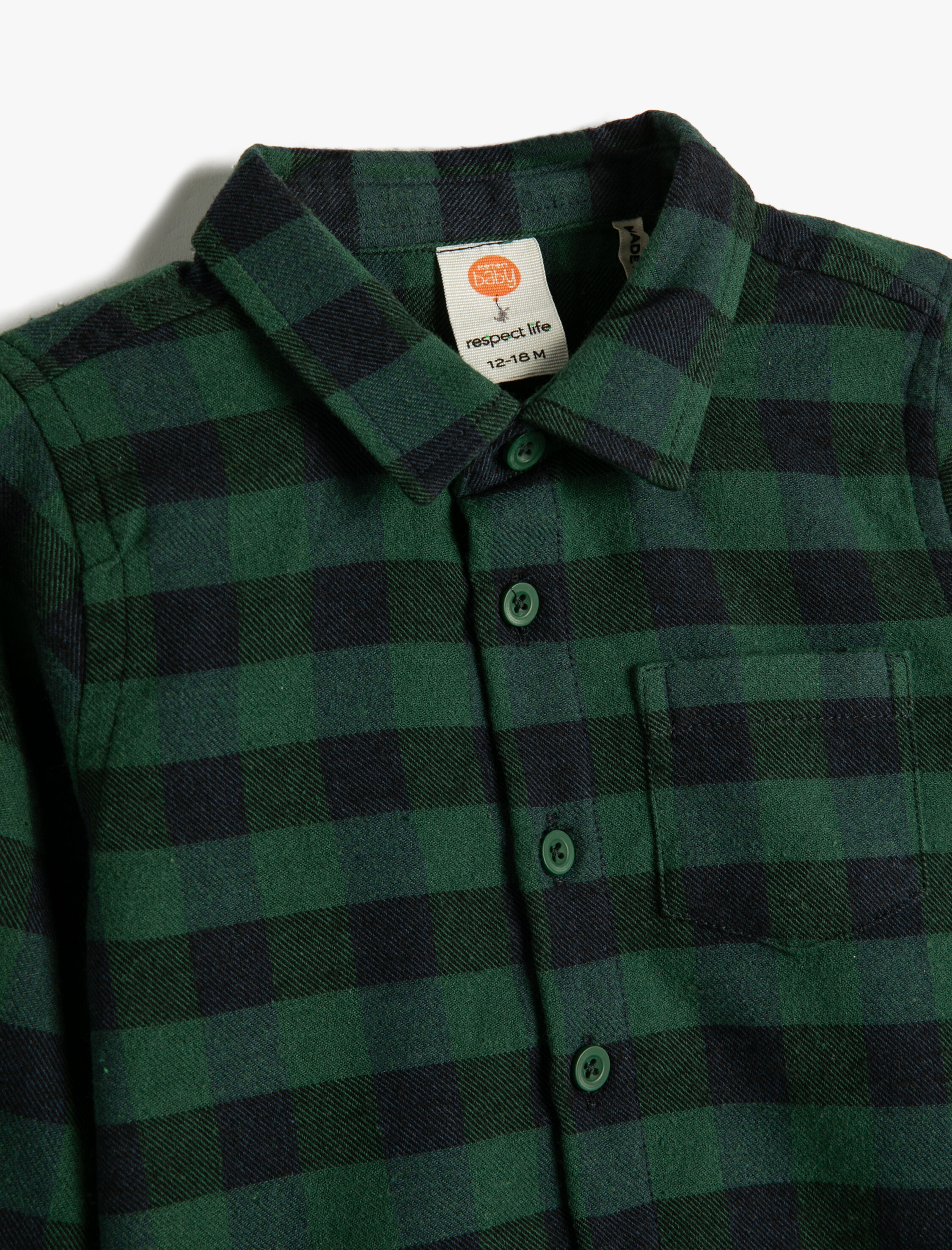  Erkek Bebek Oduncu Gömlek Uzun Kollu Cep Detaylı