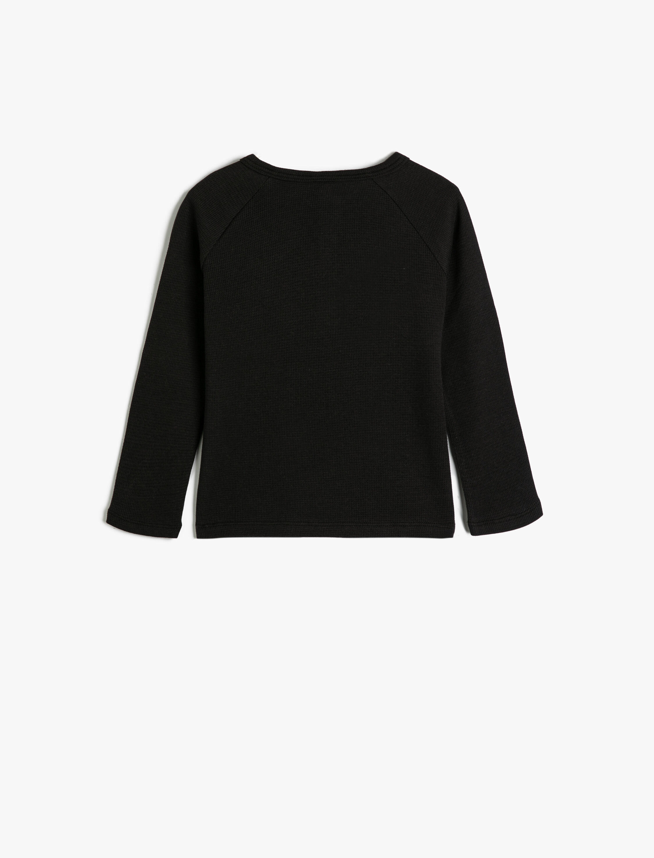  Erkek Bebek Tişört Uzun Kollu Bisiklet Yaka Dokulu Düğme Detaylı Pamuklu