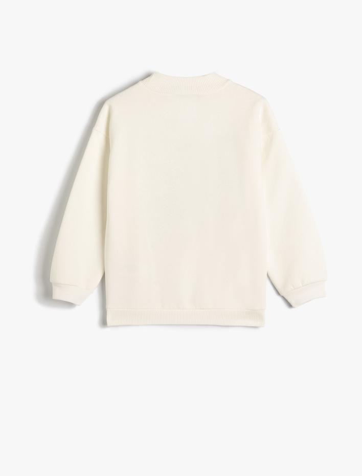 Kız Çocuk Minnie Mouse ve Mickey Mouse Sweatshirt Lisanslı Uzun Kollu Bisiklet Yaka Şardonlu