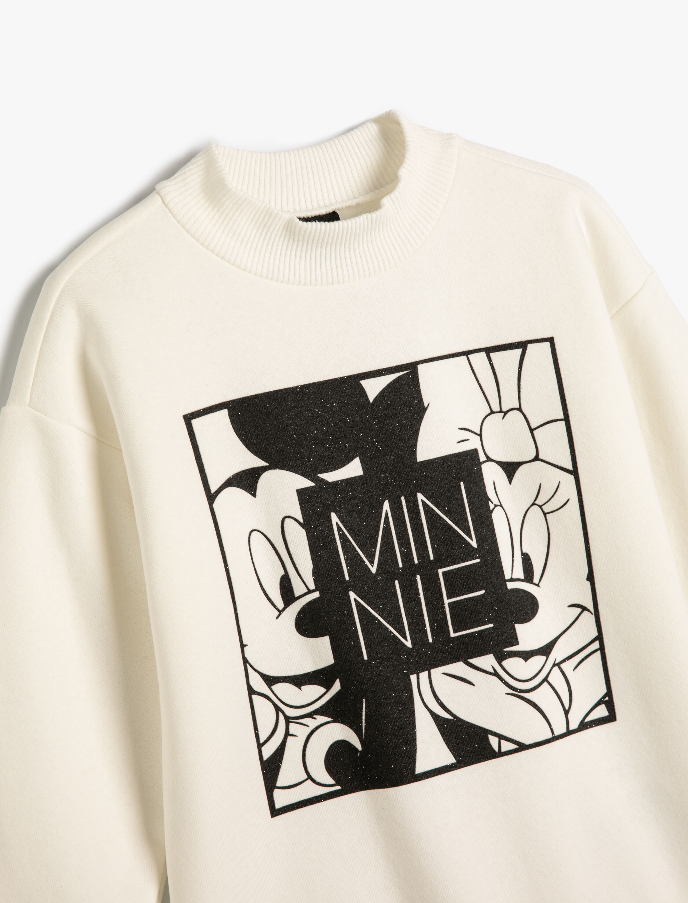  Kız Çocuk Minnie Mouse ve Mickey Mouse Sweatshirt Lisanslı Uzun Kollu Bisiklet Yaka Şardonlu