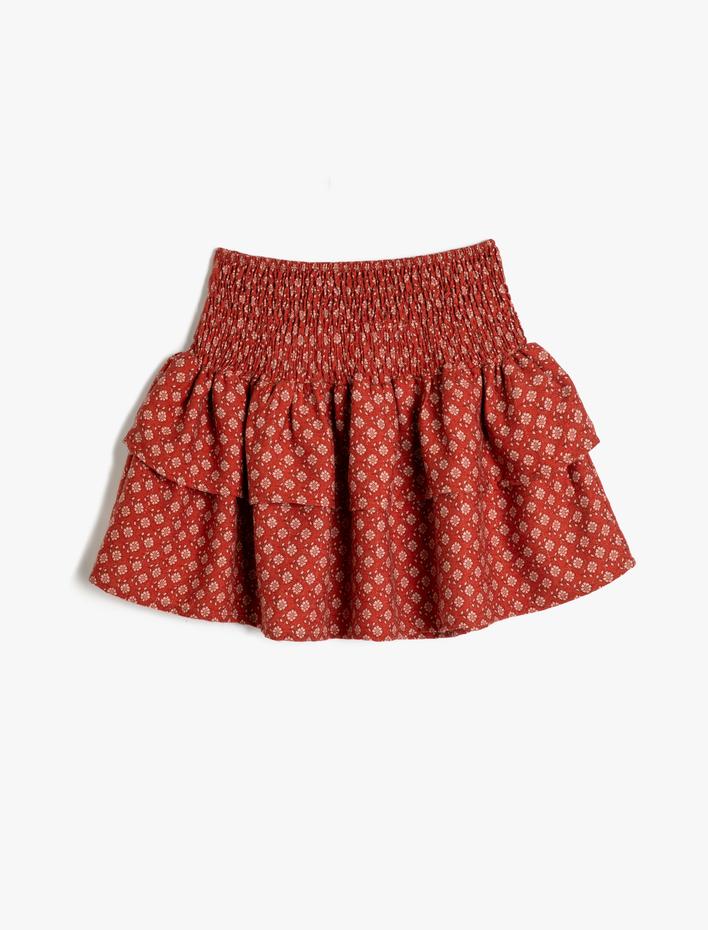 Kız Çocuk Çiçekli Etek Katlı Volanlı Gipe Detaylı