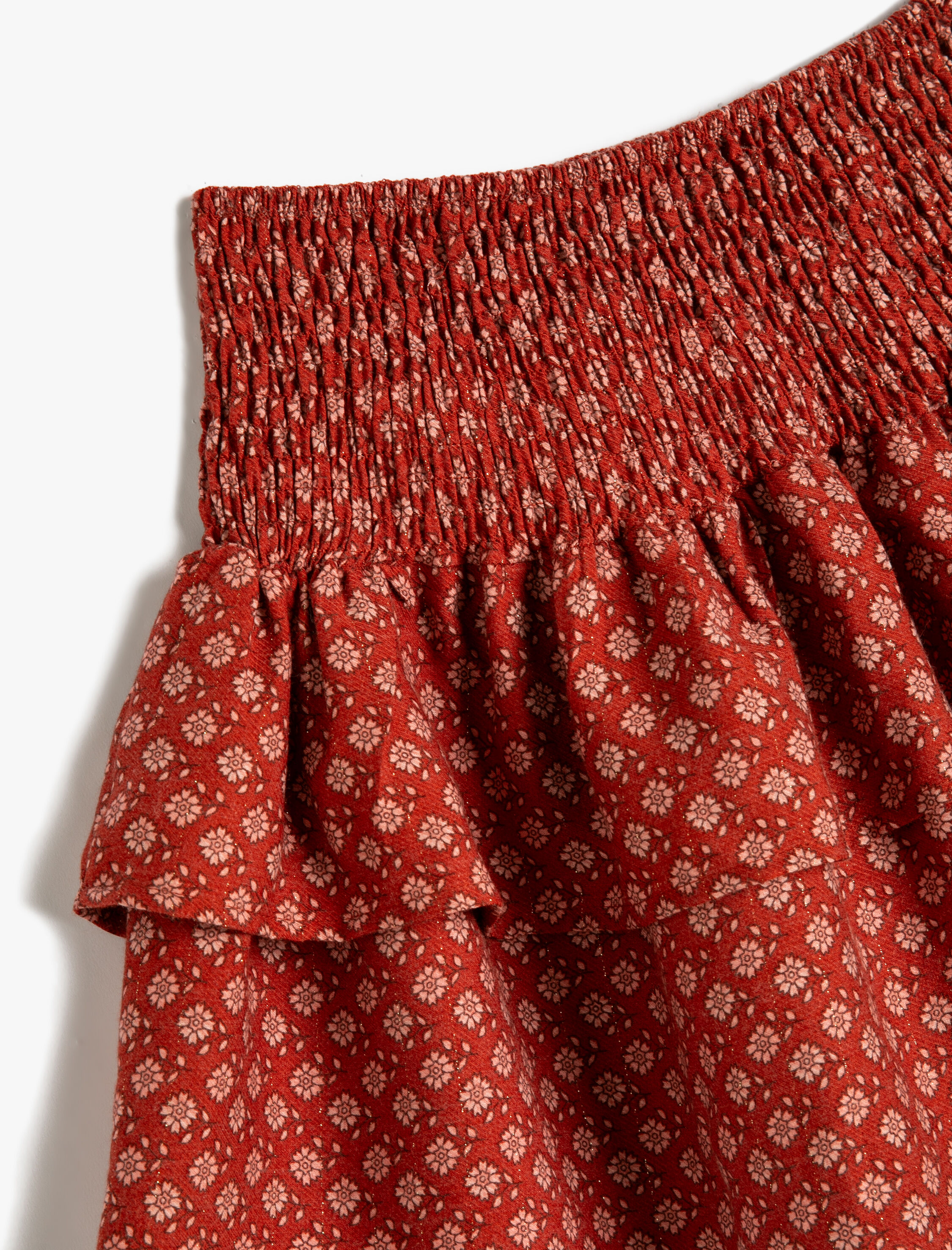  Kız Çocuk Çiçekli Etek Katlı Volanlı Gipe Detaylı