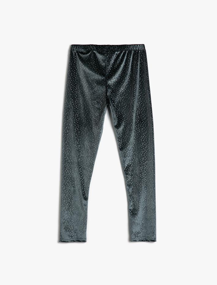 Kız Çocuk Kadife Tayt Sim Detaylı Beli Lastikli