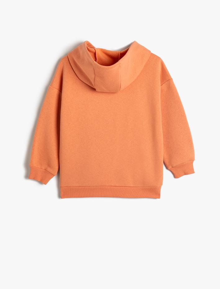 Kız Çocuk Oversize Kapşonlu Sweatshirt Mantar Baskılı Şardonlu