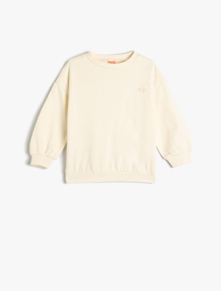 Kız Bebek Basic Sweatshirt Uzun Kollu Bisiklet Yaka Şardonlu Pamuklu