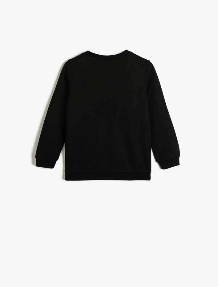 Erkek Bebek Sweatshirt Balkabağı Baskılı Bisiklet Yaka Uzun Kollu Pamuklu