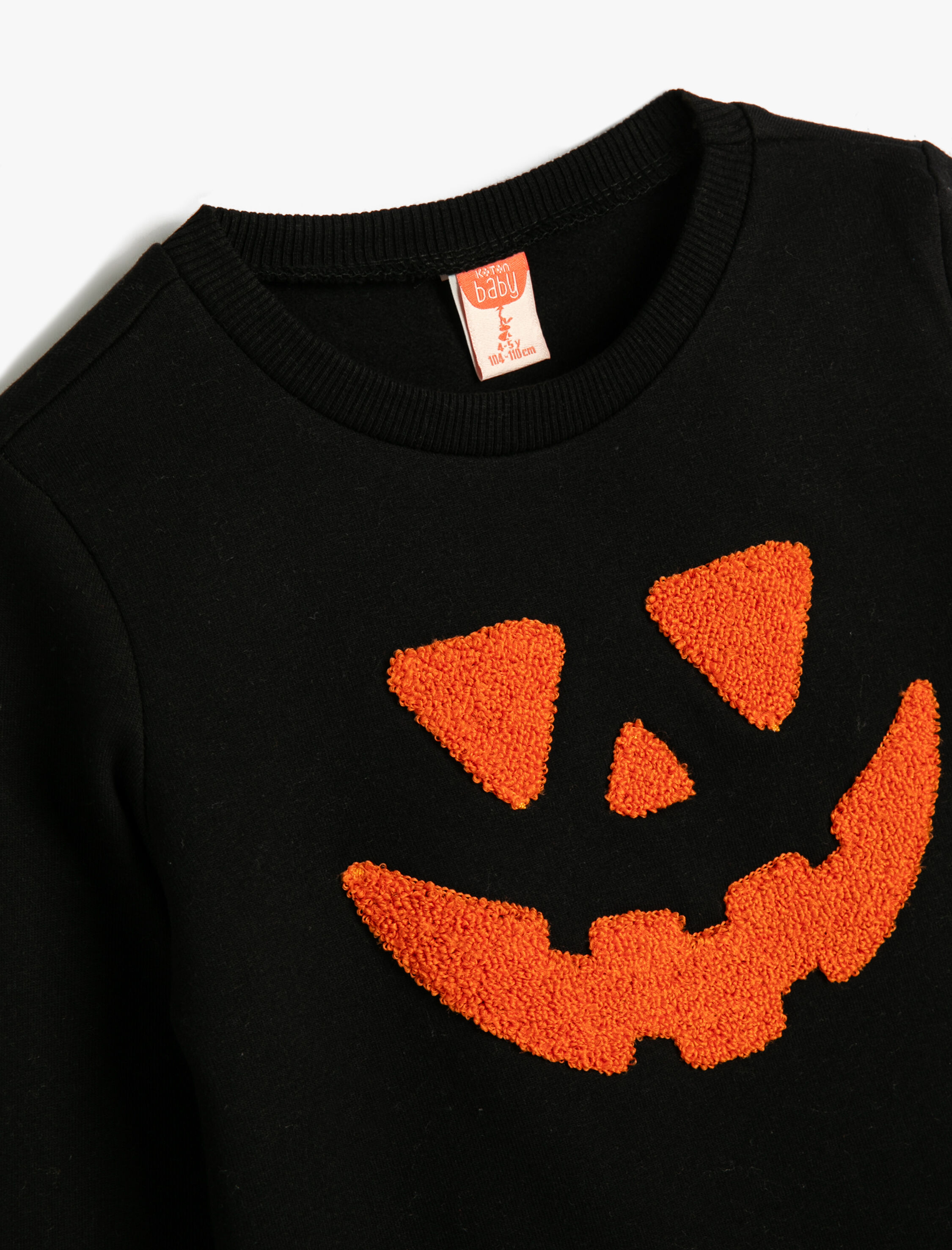  Erkek Bebek Sweatshirt Balkabağı Baskılı Bisiklet Yaka Uzun Kollu Pamuklu