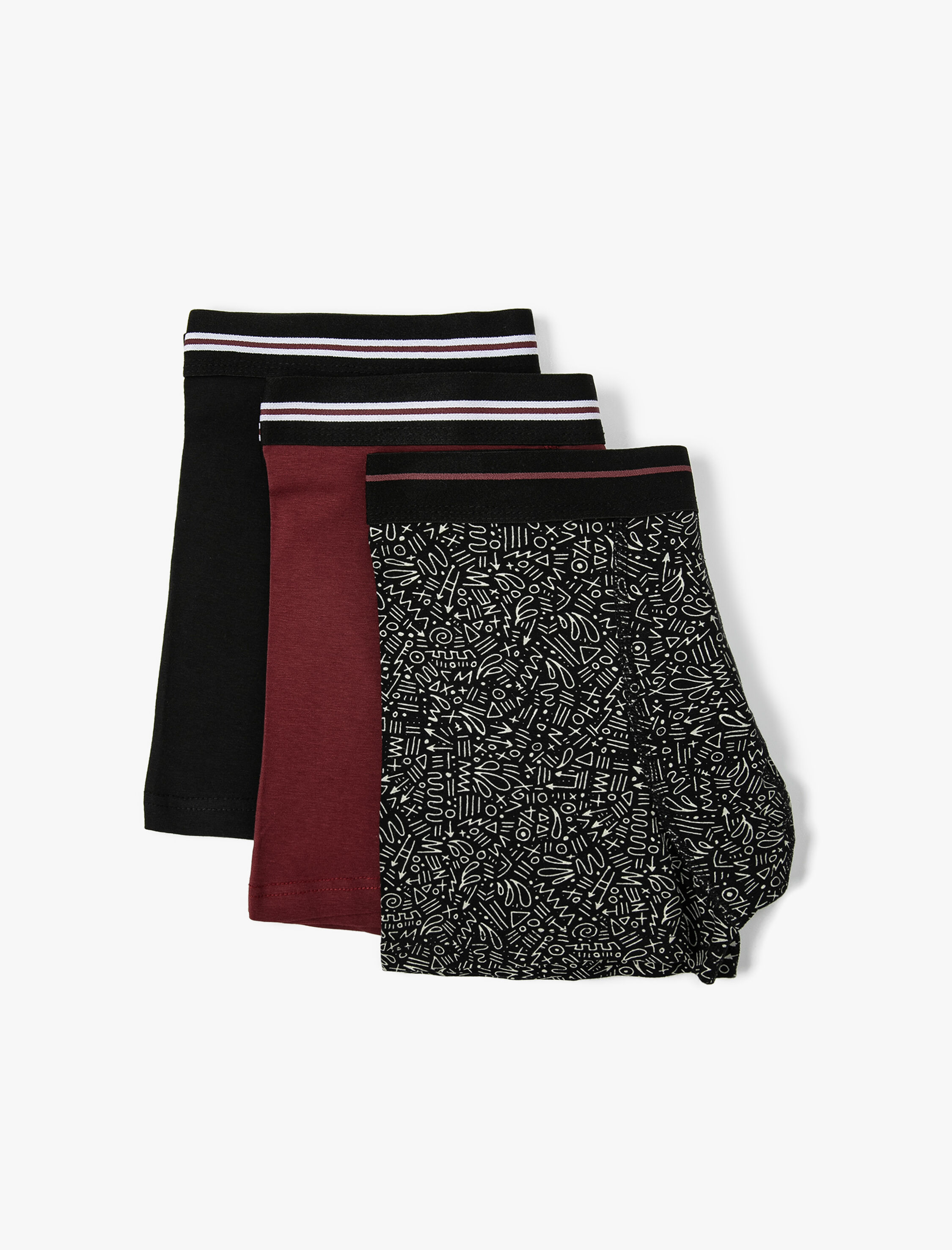  3'lü Boxer Seti Geometrik Baskılı Çok Renkli