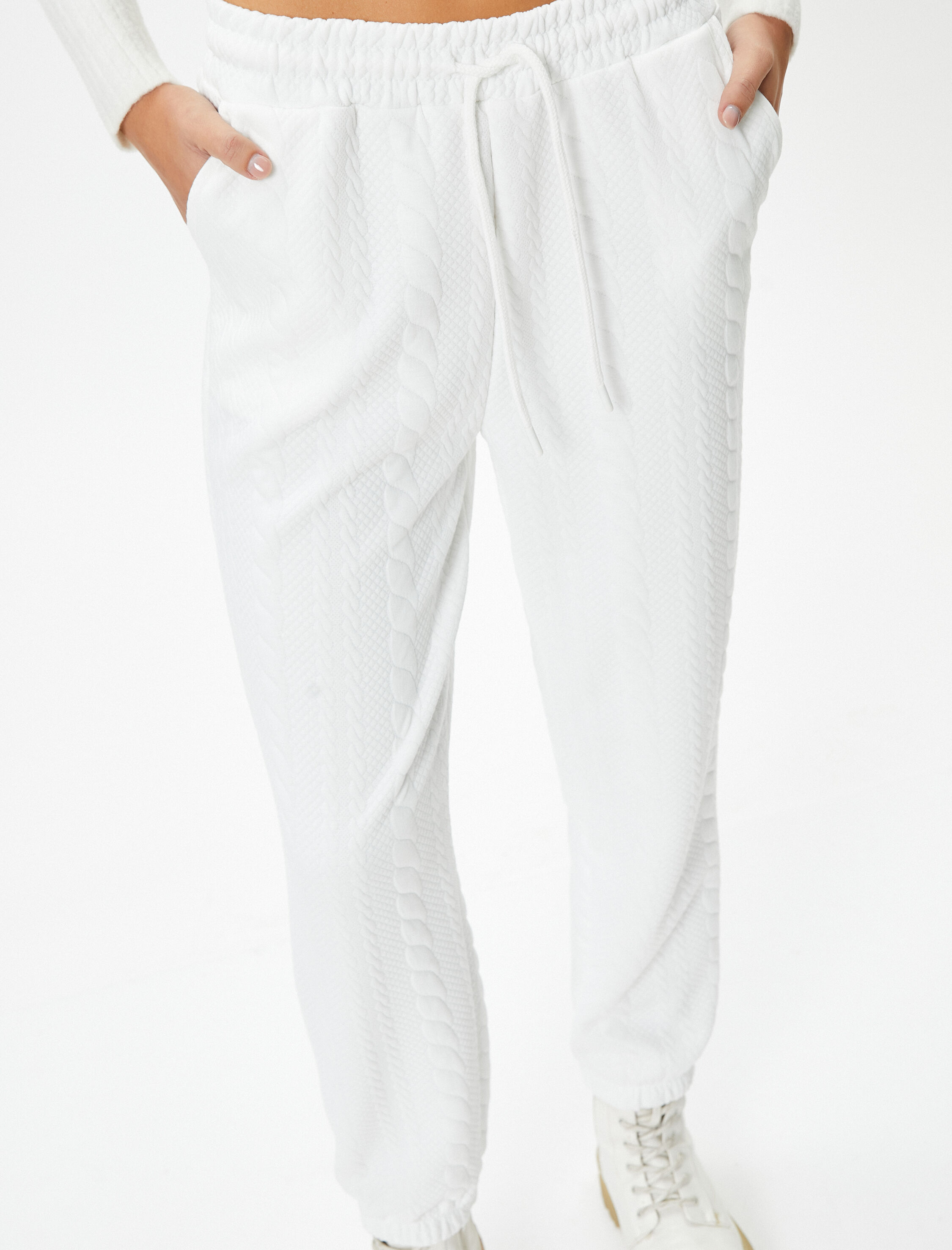   Jogger Eşofman Altı Dokulu Beli Bağcıklı