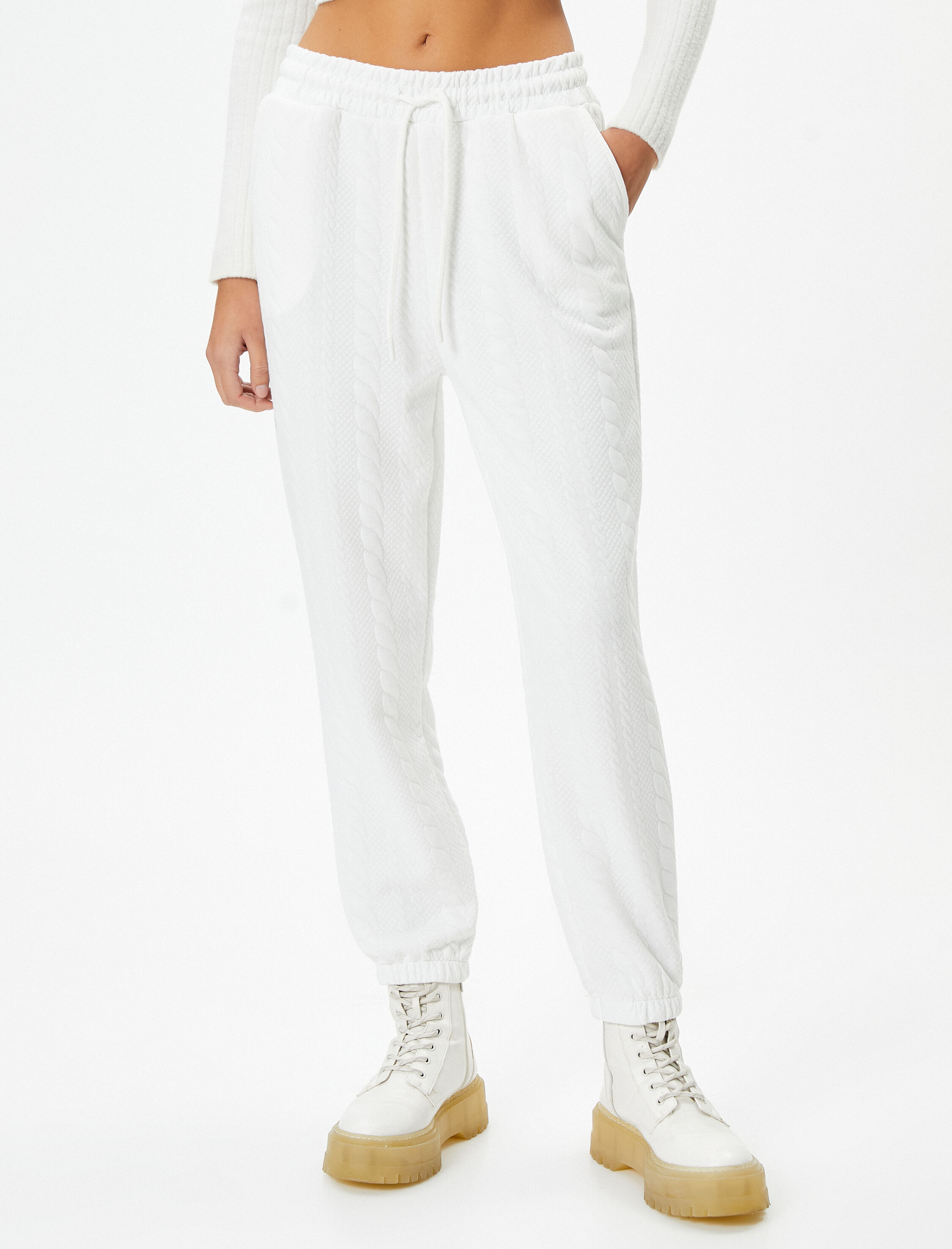   Jogger Eşofman Altı Dokulu Beli Bağcıklı