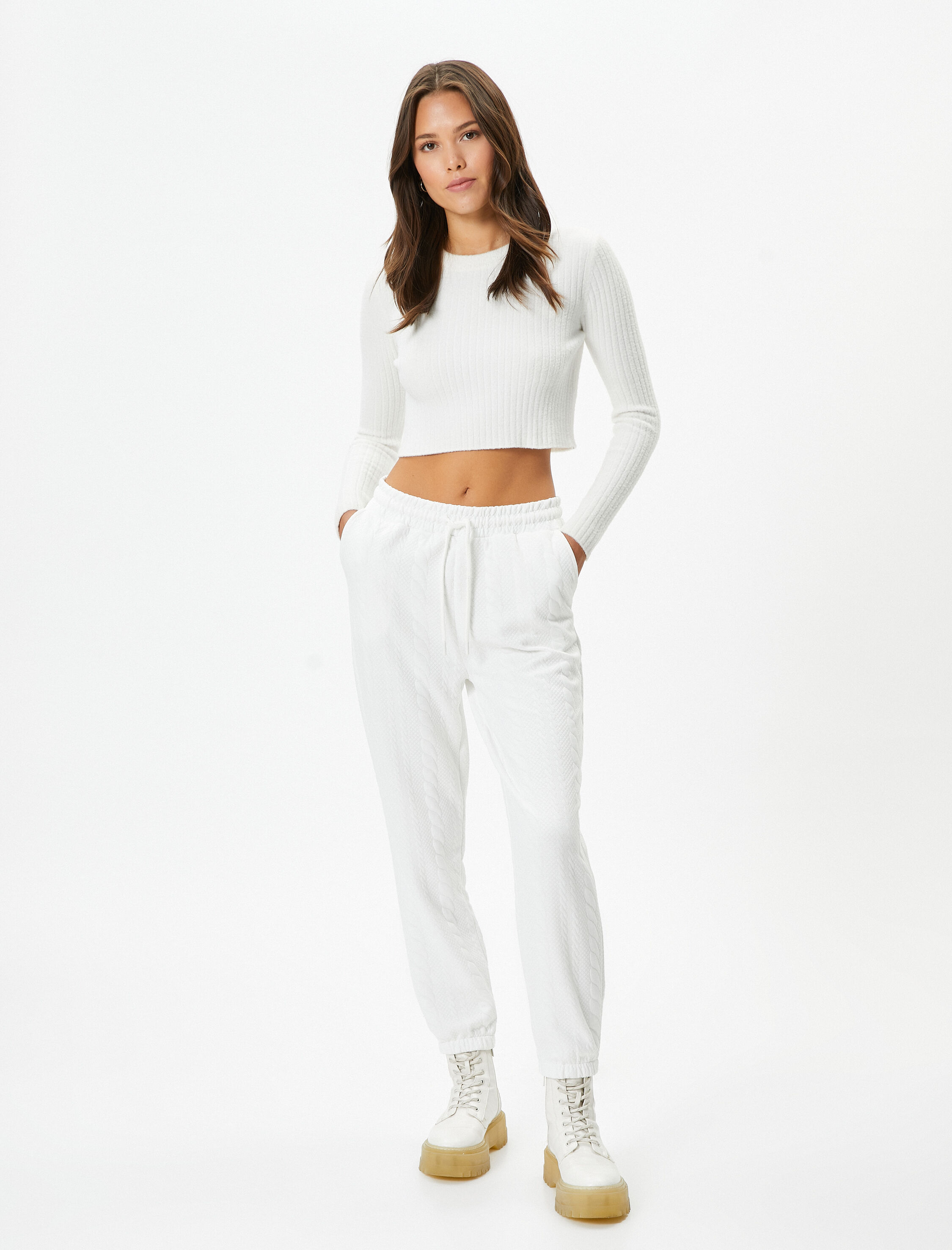   Jogger Eşofman Altı Dokulu Beli Bağcıklı