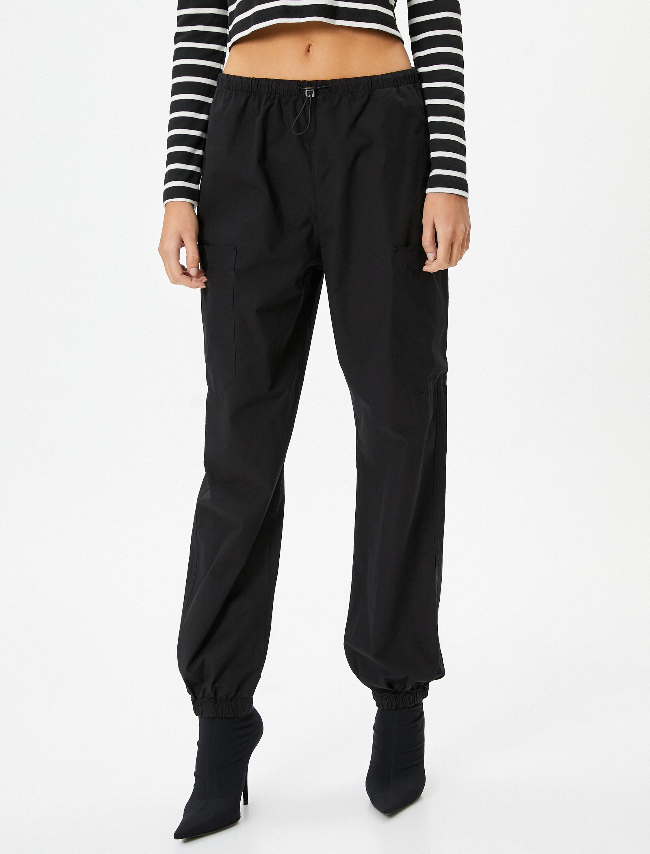   Paraşüt Pantolon Cep Detaylı Lastikli Stoperli Pamuklu