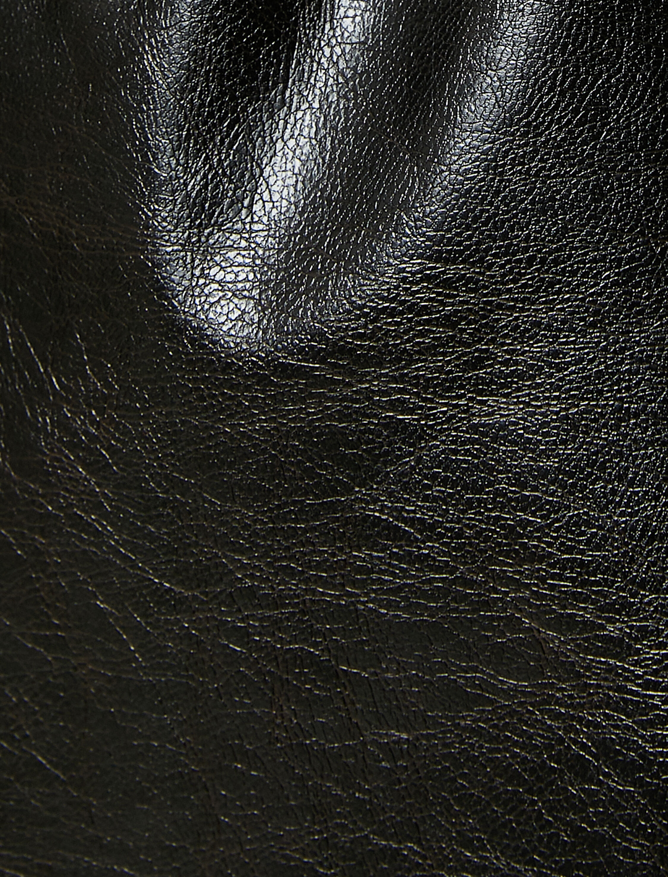   Deri Görünümlü Ceket Kruvaze Kemer Detaylı Cepli