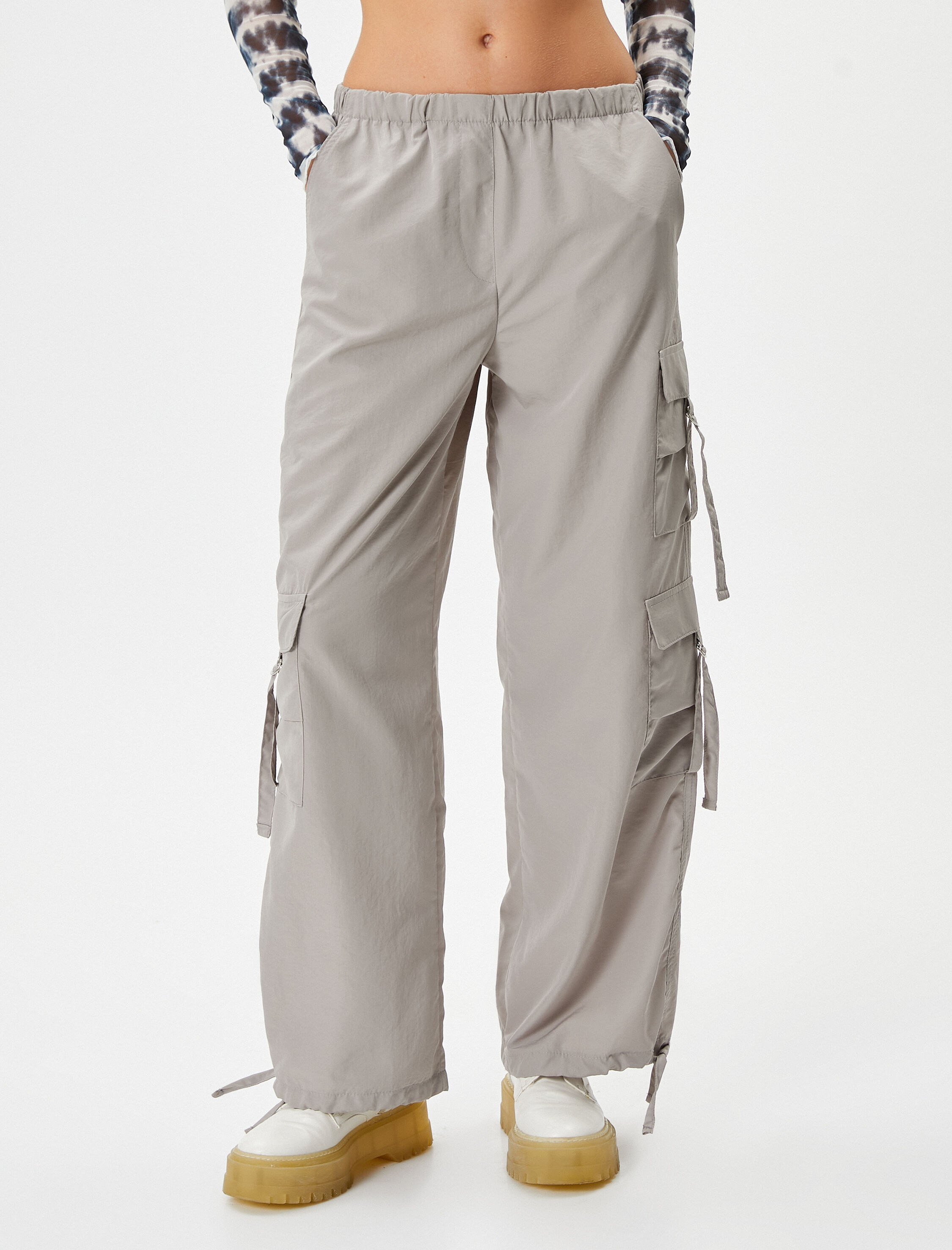   Kargo Pantolon Cepli Beli Lastikli Paçaları Bağlama Detaylı