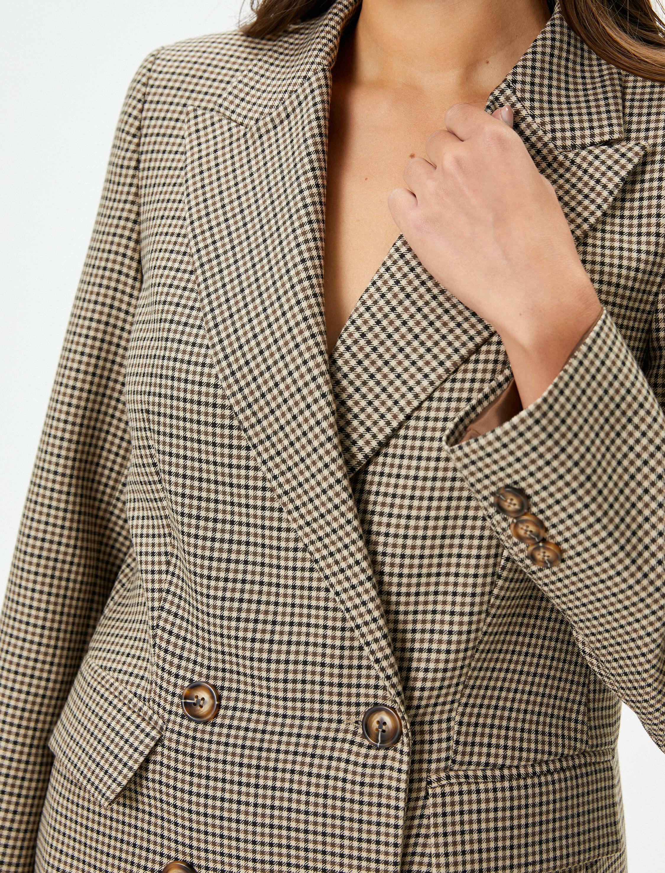   Blazer Ceket Kruvaze Düğmeli Kapaklı Cepli Regular Fit