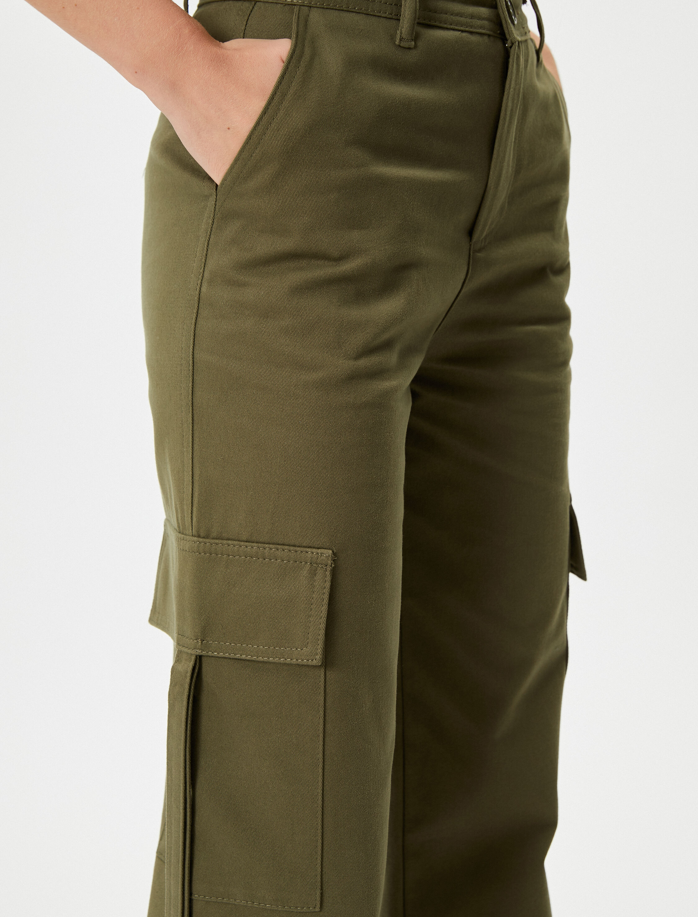   Jogger Kargo Pantolon Gabardin Kumaş Rahat Kesim Cepli Pamuklu