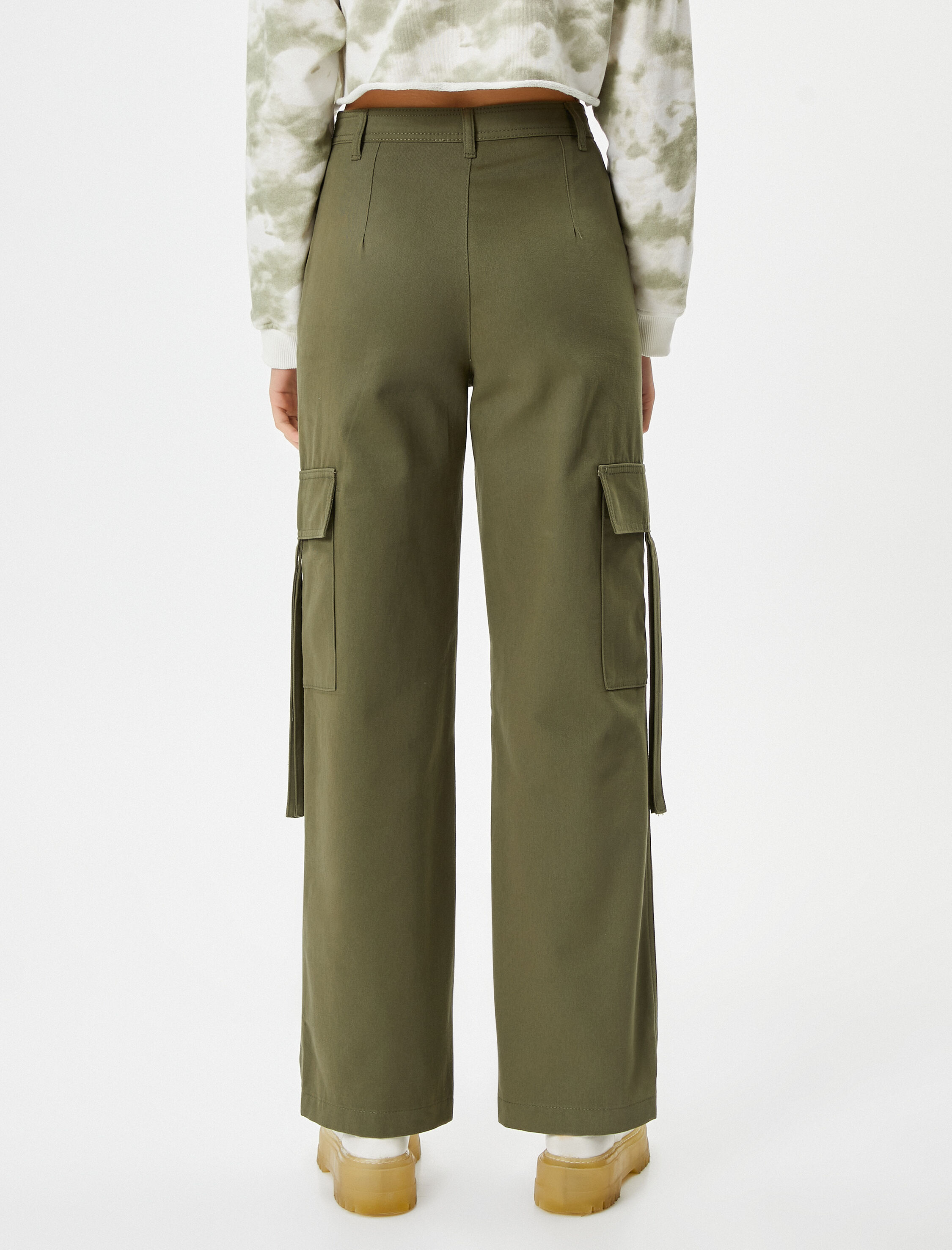   Jogger Kargo Pantolon Gabardin Kumaş Rahat Kesim Cepli Pamuklu