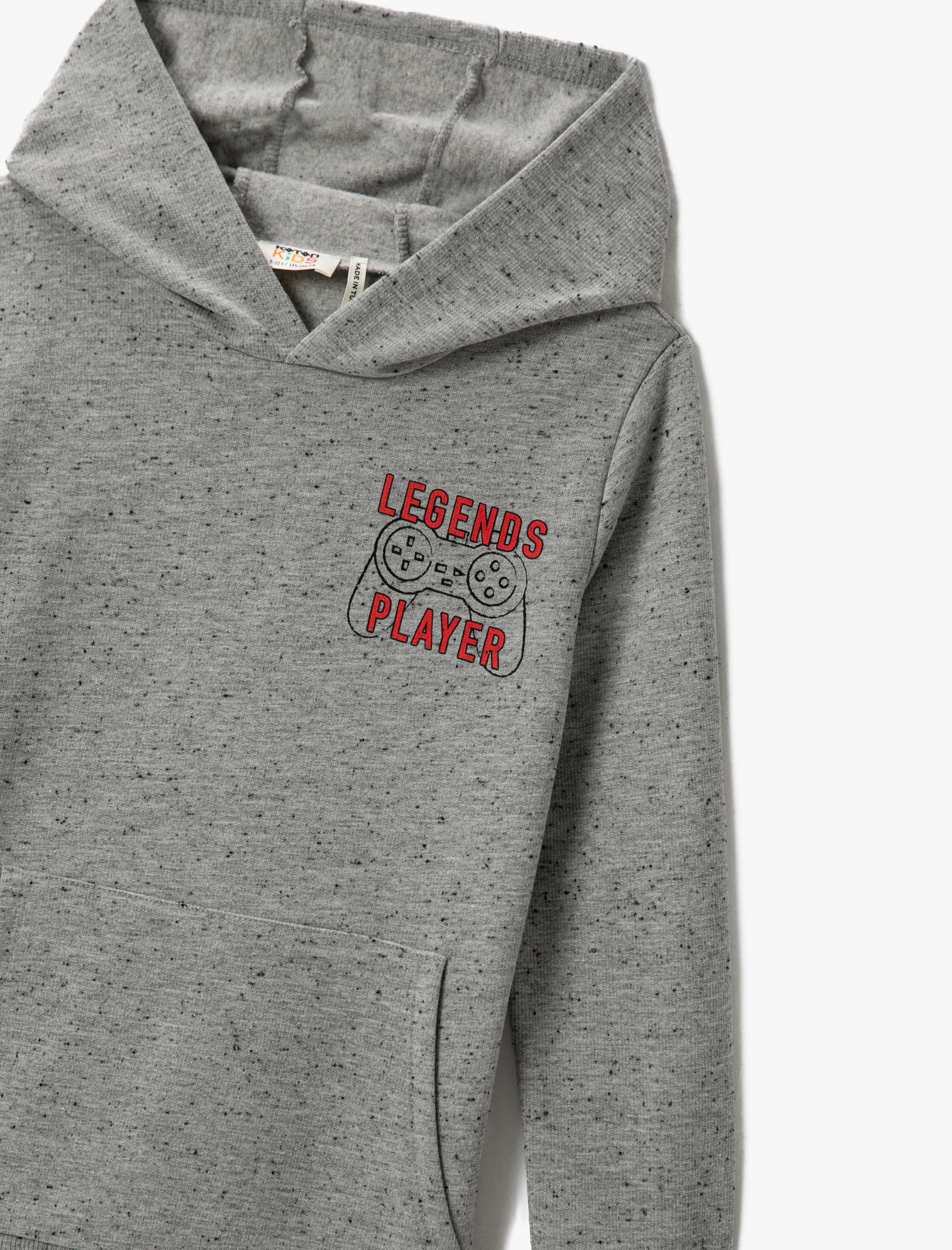  Erkek Çocuk Arkası Baskılı Kapüşonlu Sweatshirt Cepli