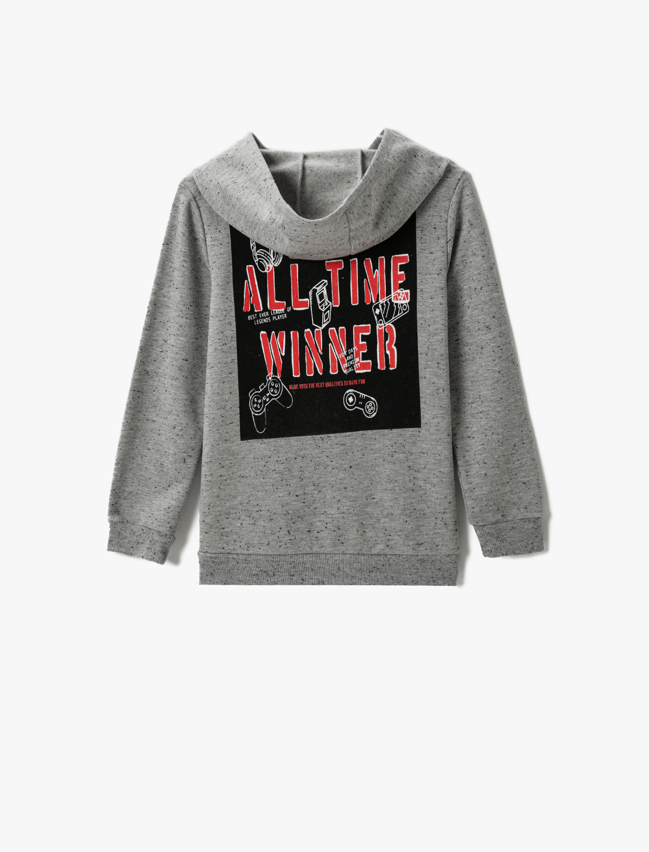  Erkek Çocuk Arkası Baskılı Kapüşonlu Sweatshirt Cepli