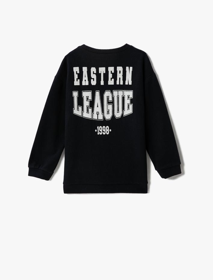 Erkek Çocuk Kolej Sweatshirt Bisiklet Yaka Baskılı