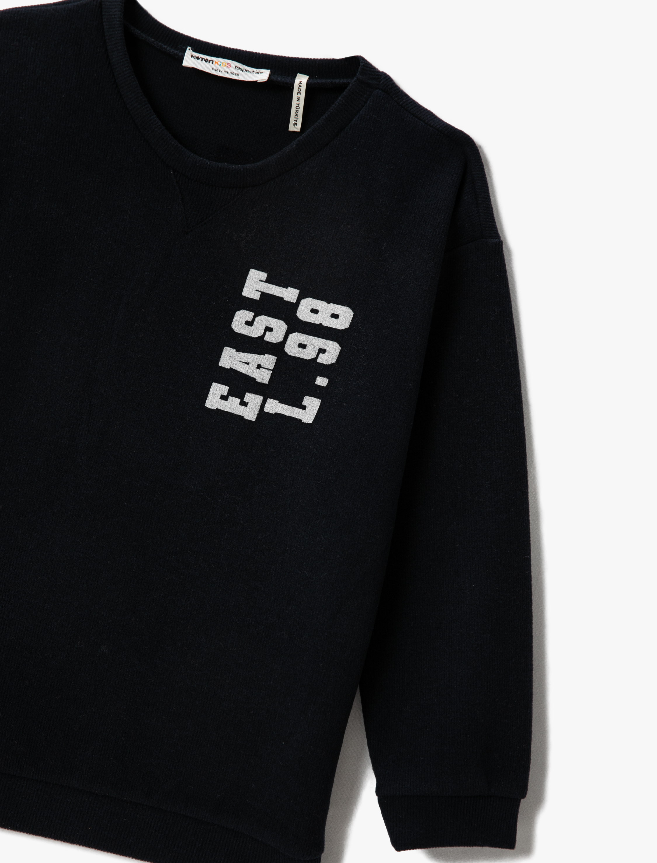  Erkek Çocuk Kolej Sweatshirt Bisiklet Yaka Baskılı