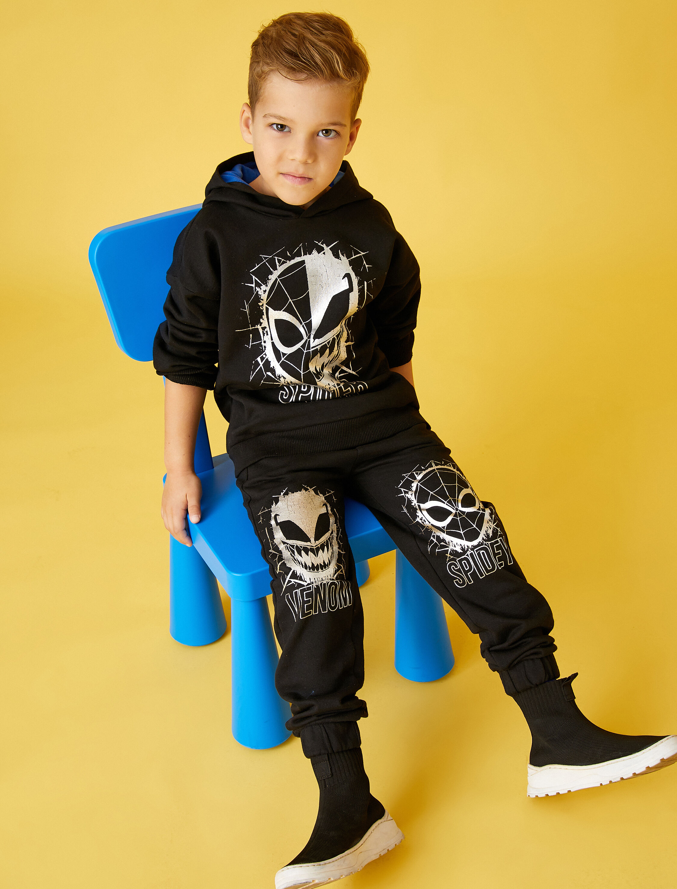  Erkek Çocuk Spider Man ve Venom Baskılı Jogger Eşofman Altı