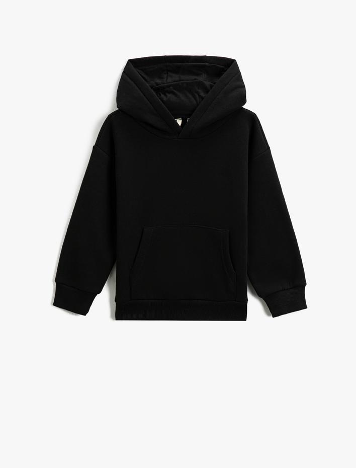 Erkek Çocuk Basic Kapüşonlu Sweat Kanguru Cepli Şardonlu