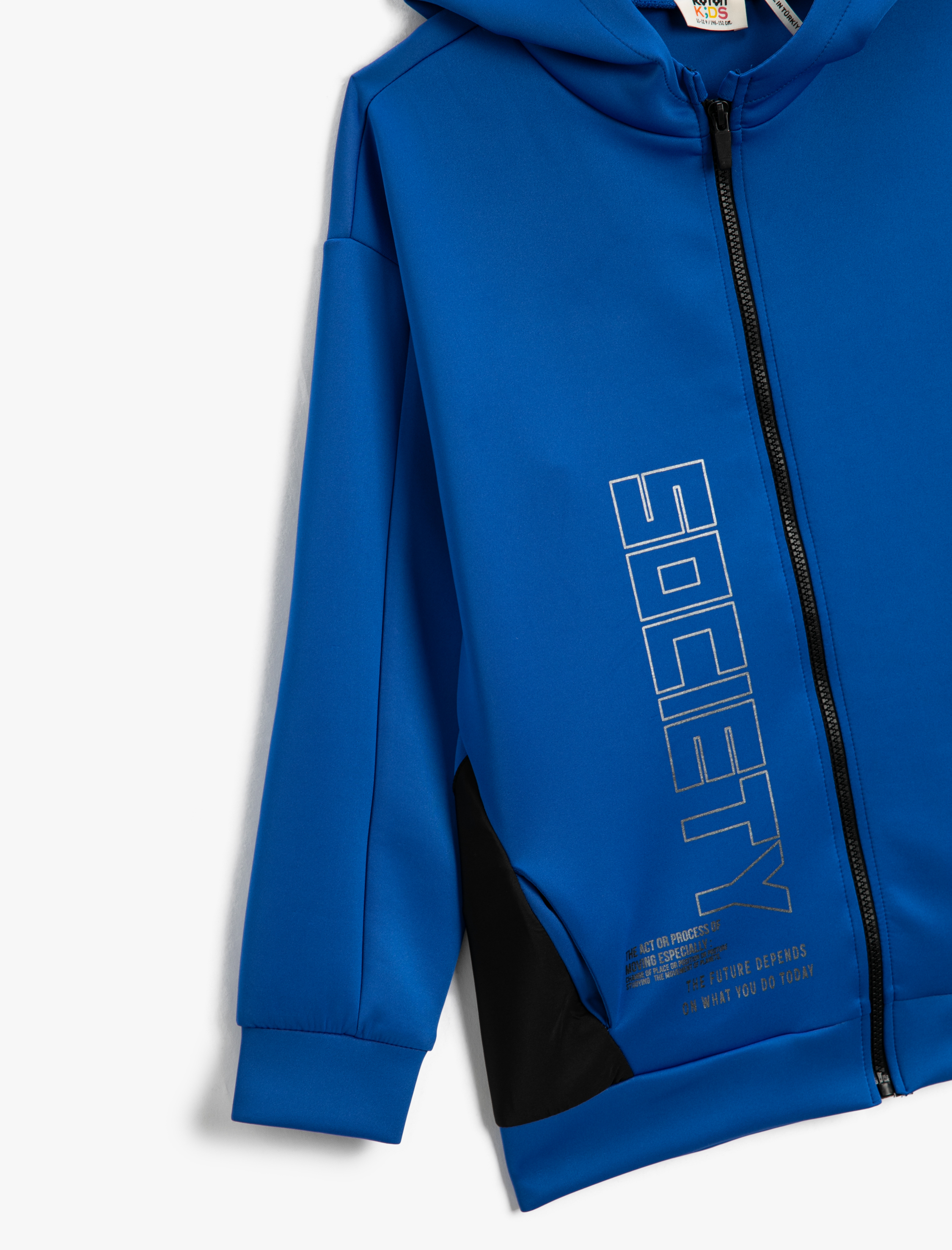  Erkek Çocuk Fermuarlı Kapüşonlu Hırka Renk Bloklu