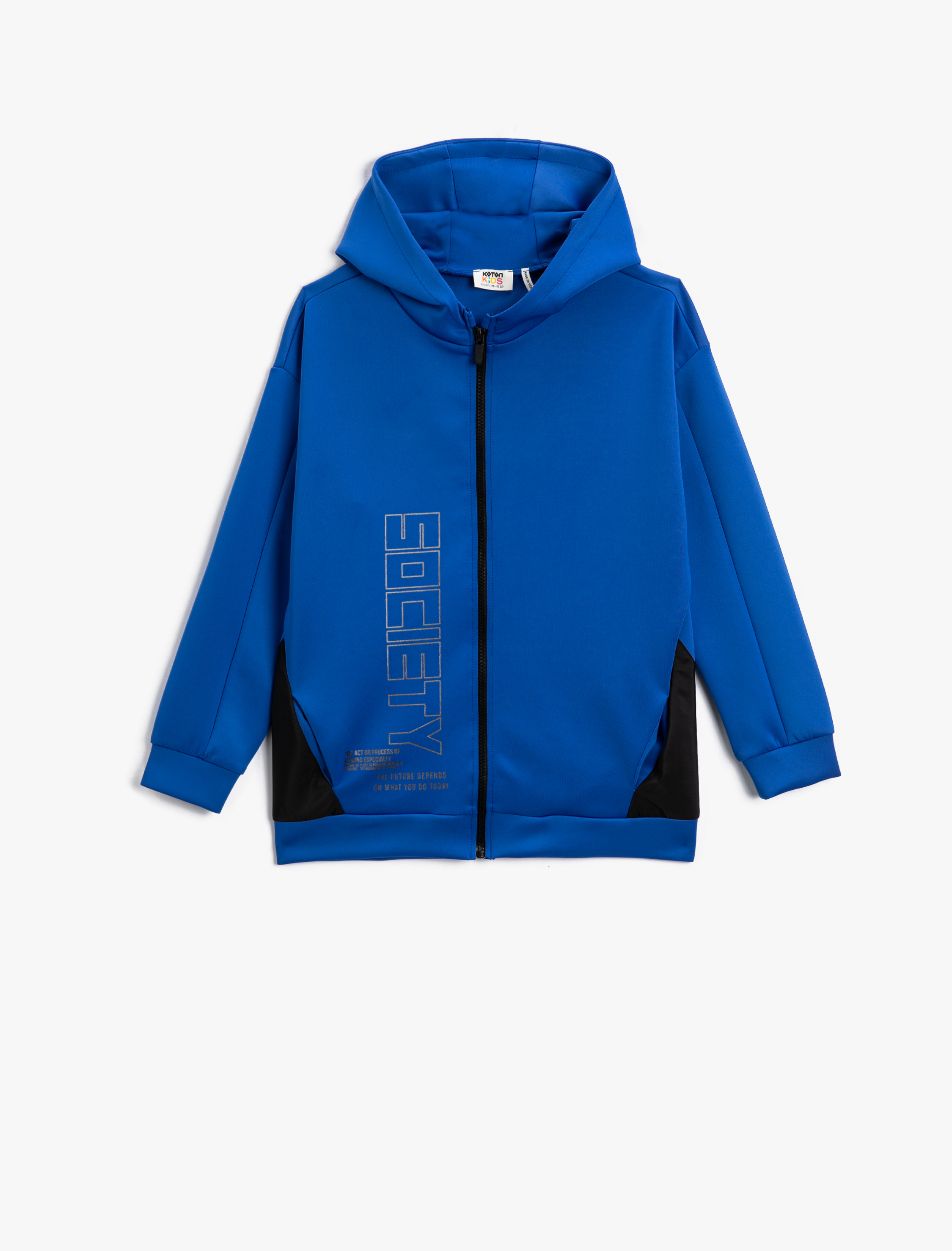  Erkek Çocuk Fermuarlı Kapüşonlu Hırka Renk Bloklu