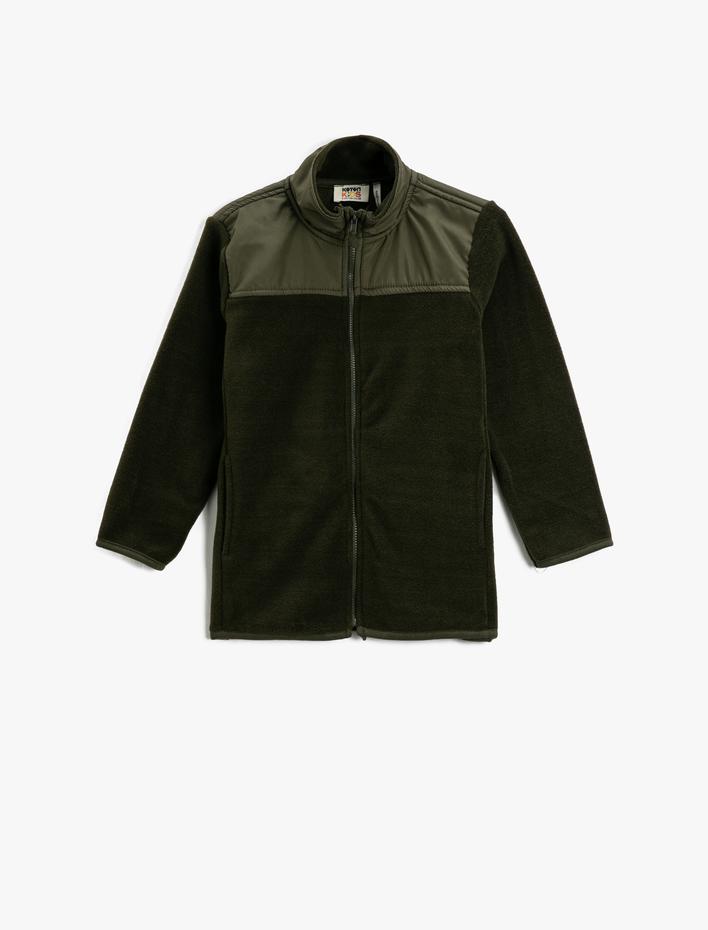 Erkek Çocuk Fermuarlı Polar Sweatshirt Dik Yaka