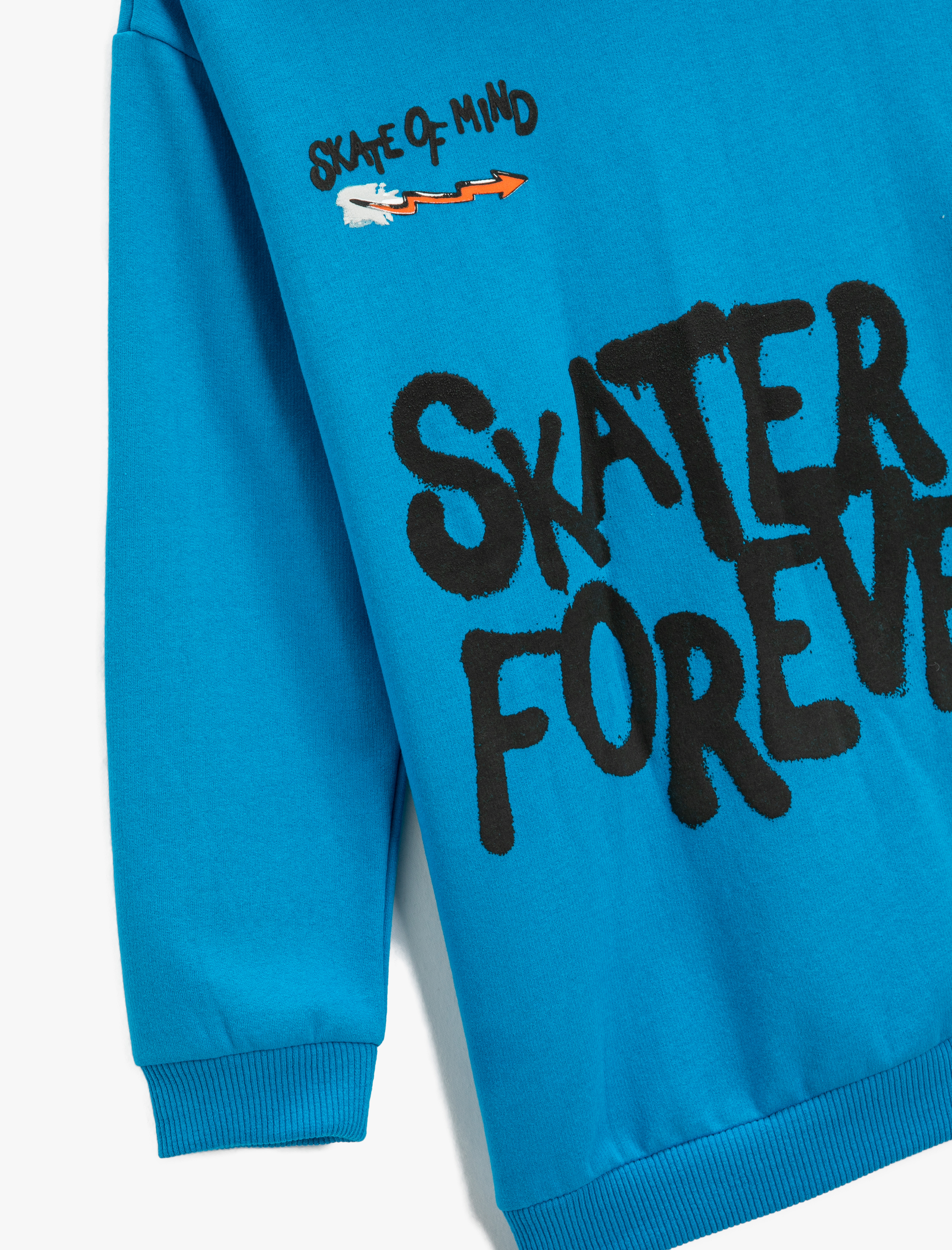  Erkek Çocuk Kapüşonlu Sweatshirt Kaykay Temalı Arkası Baskılı