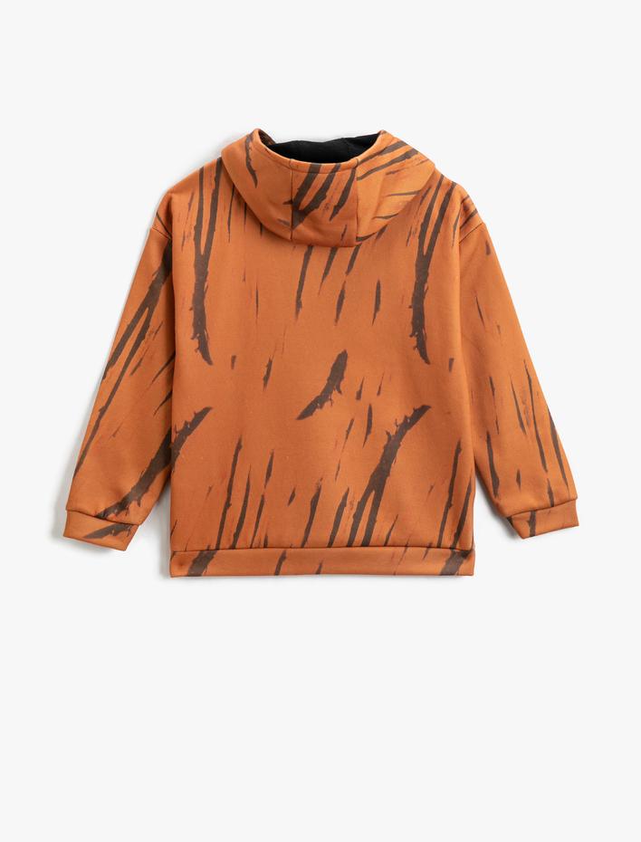 Erkek Çocuk Desenli Kapüşonlu Sweatshirt Şardonlu