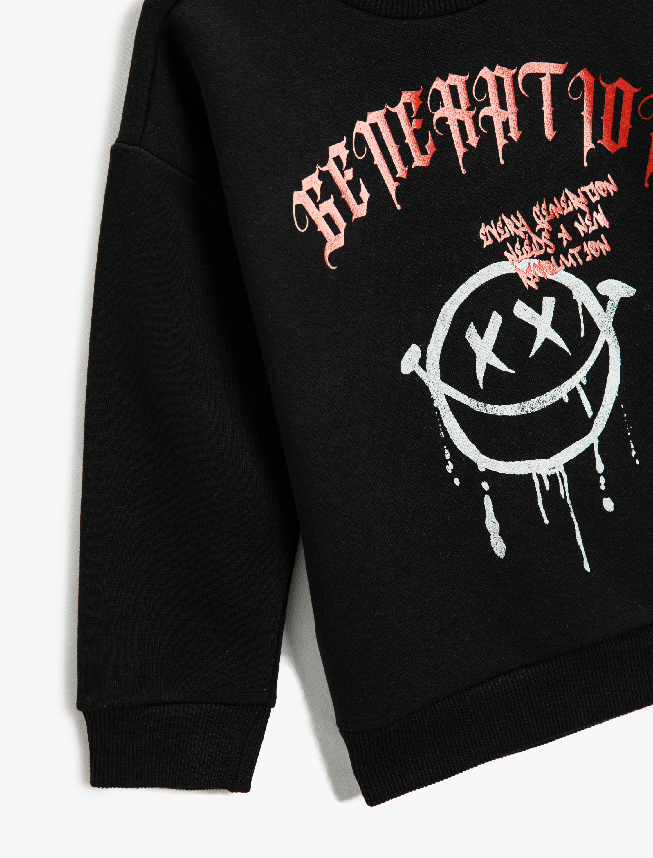 Erkek Çocuk Kapşonlu Sweatshirt Şardonlu Bisiklet Yaka Baskılı