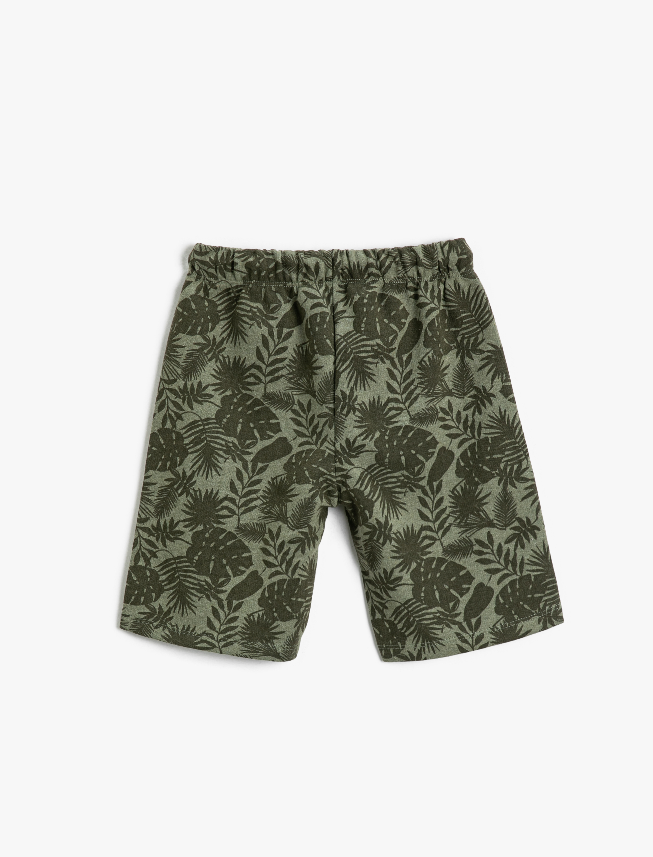  Erkek Çocuk Palmiye Desenli Şort Diz Üstü Beli Bağlamalı