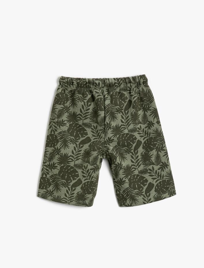 Erkek Çocuk Palmiye Desenli Şort Diz Üstü Beli Bağlamalı