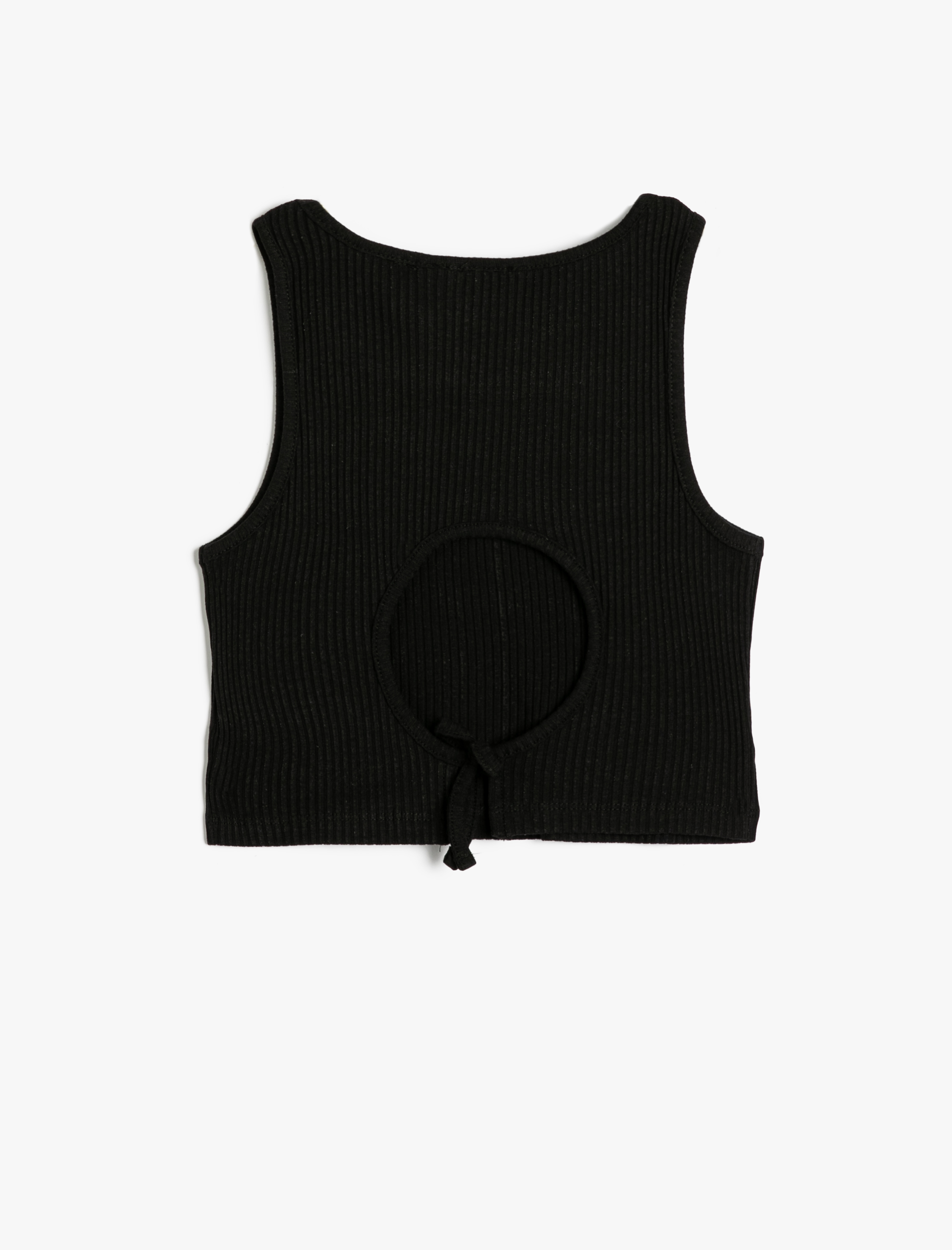  Kız Çocuk Crop Atlet Kolsuz Yuvarlak Yaka Ribanalı Arkası Pencere Detaylı Pamuklu