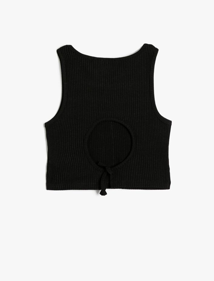 Kız Çocuk Crop Atlet Kolsuz Yuvarlak Yaka Ribanalı Arkası Pencere Detaylı Pamuklu