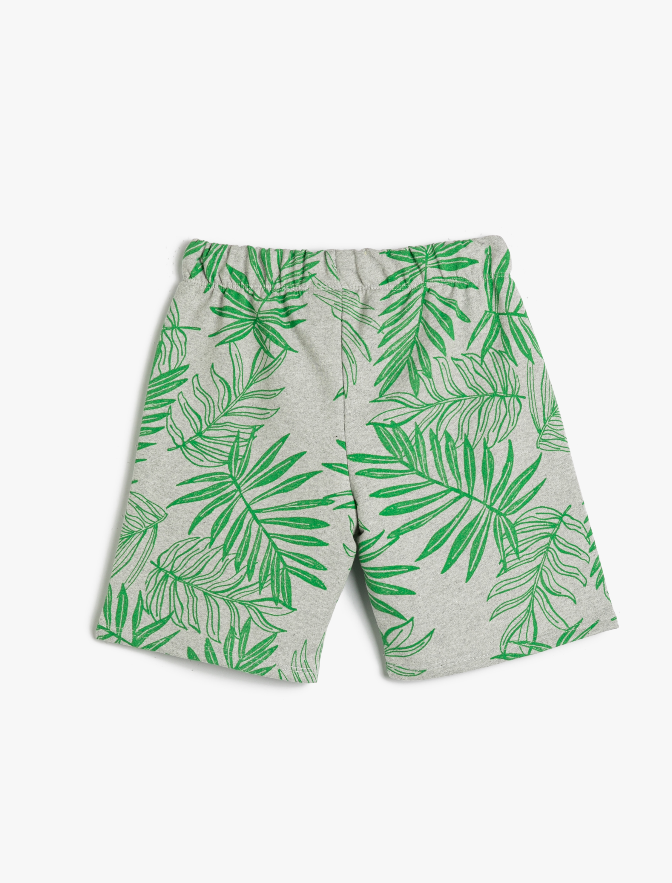  Erkek Çocuk Şort Botanik Desenli Cepli Beli Bağlamalı