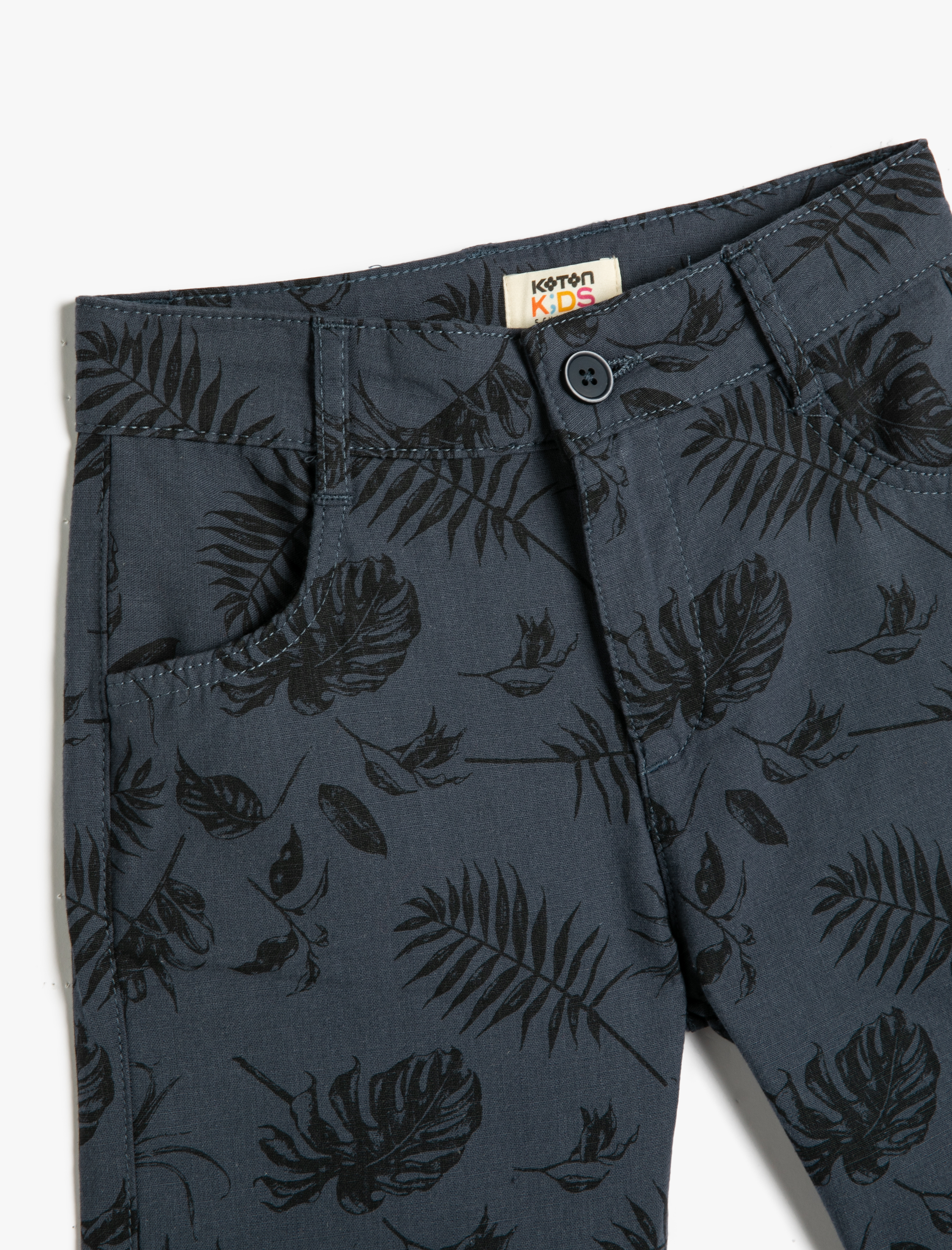  Erkek Çocuk Chino Şort Floral Desenli Cepli Pamuklu