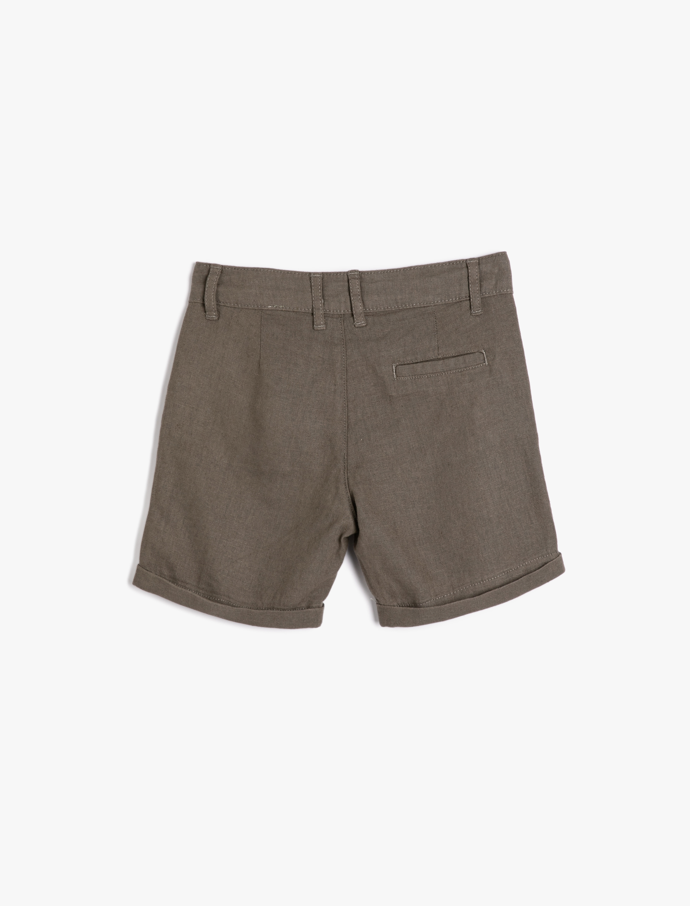  Erkek Çocuk Keten Şort Düğmeli Cepli