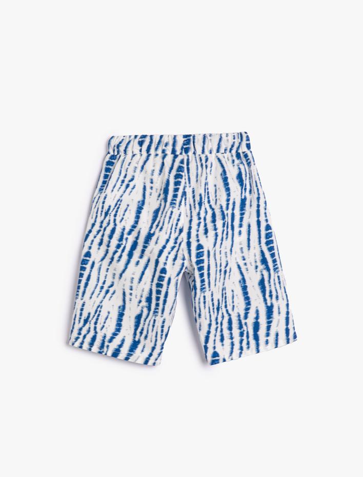 Erkek Çocuk Batik Desenli Şort Beli Bağlamalı Cepli Pamuklu