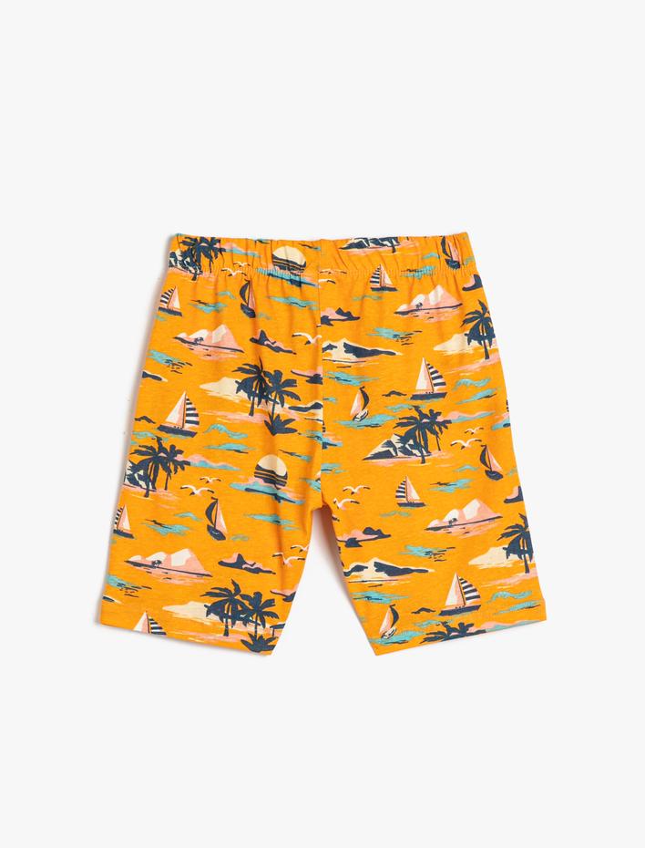 Erkek Çocuk Şort Okyanus Temalı Beli Bağlamalı Pamuklu