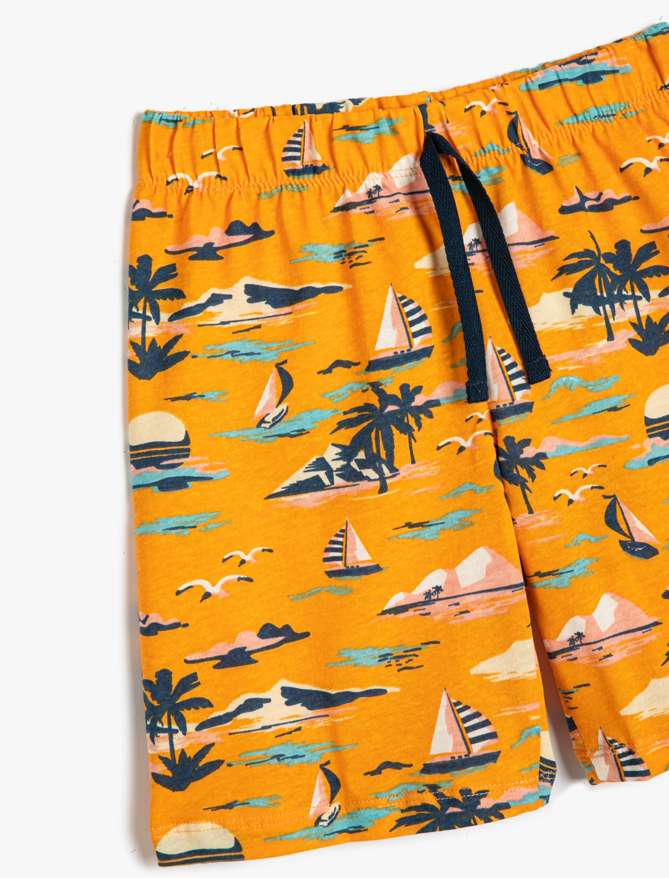  Erkek Çocuk Şort Okyanus Temalı Beli Bağlamalı Pamuklu